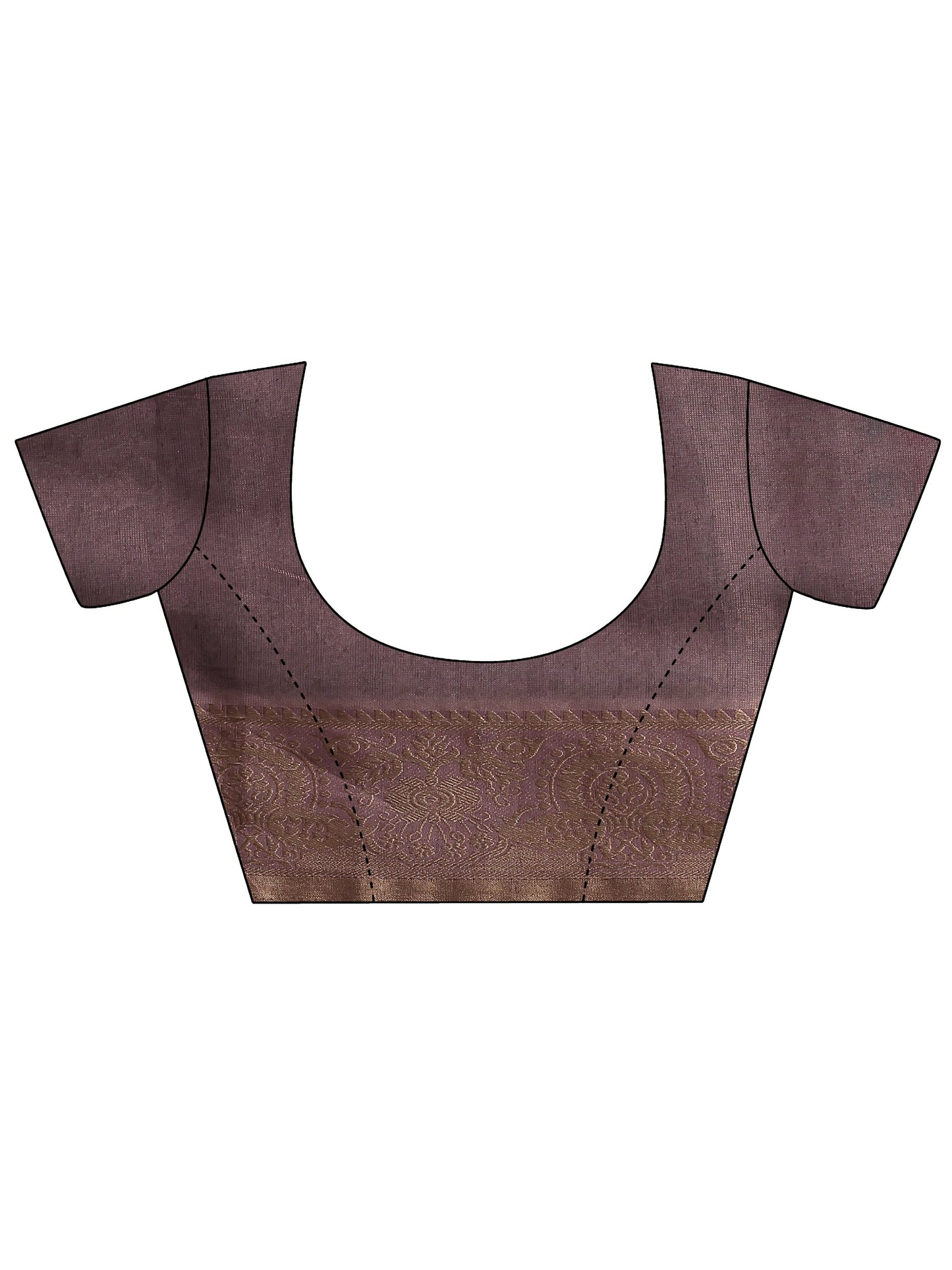 Lavender Printed Cotton Blend Sarees With Unstitched Blouse Piece