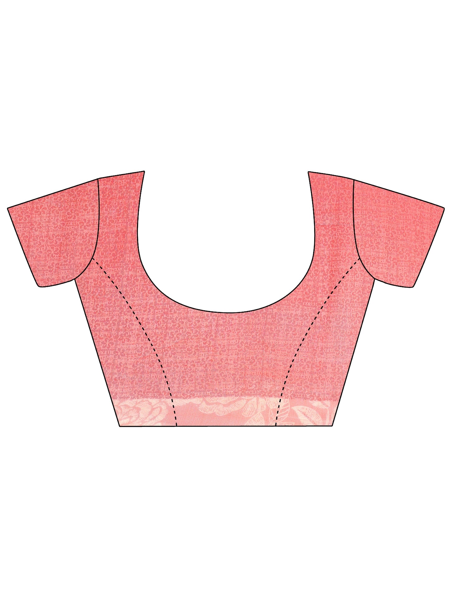 Peach Printed Chinon Saree With Unstitched Blouse Piece