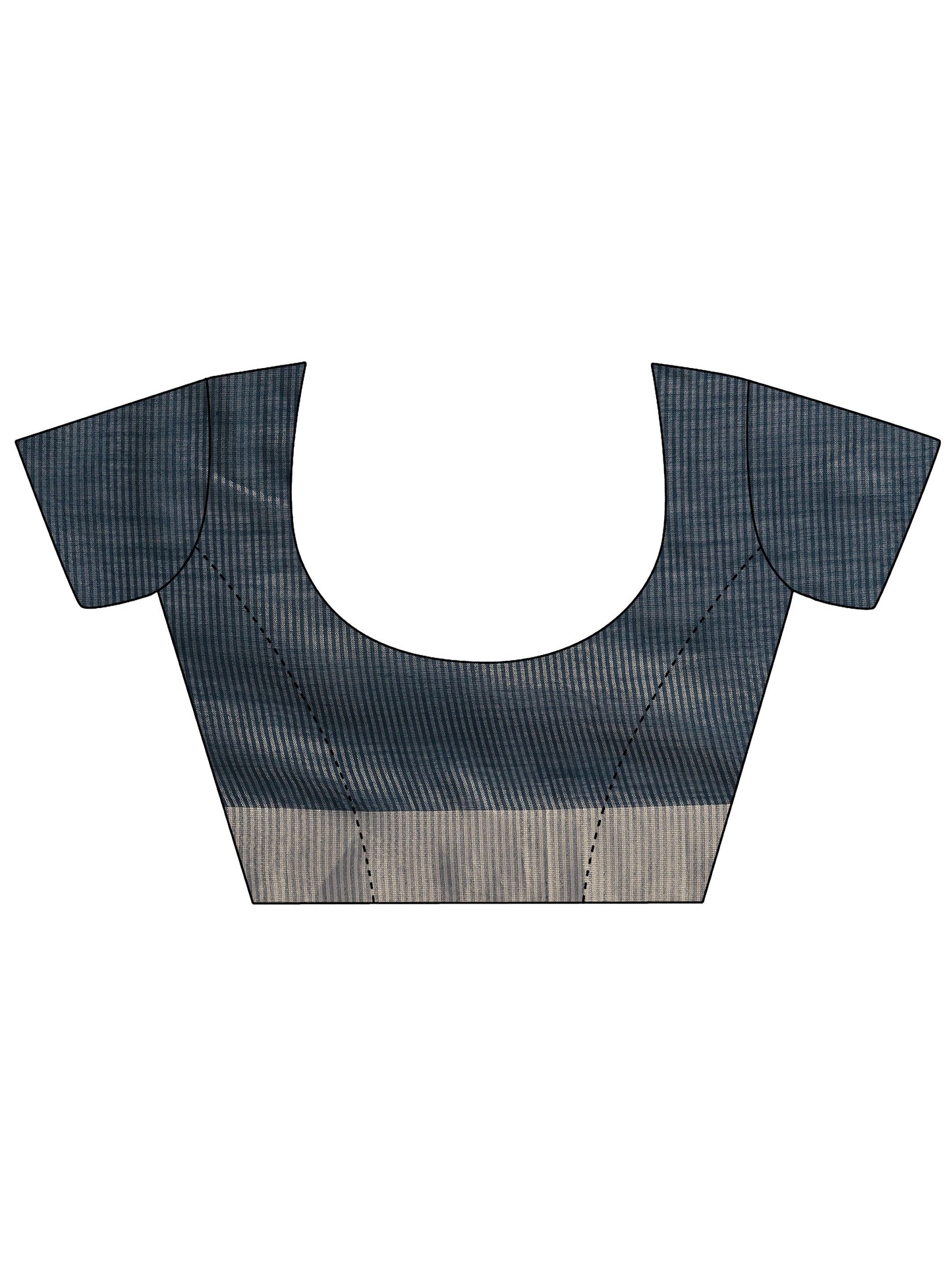 Blue Embroidered Cotton Blend Saree With Unstitched Blouse Piece