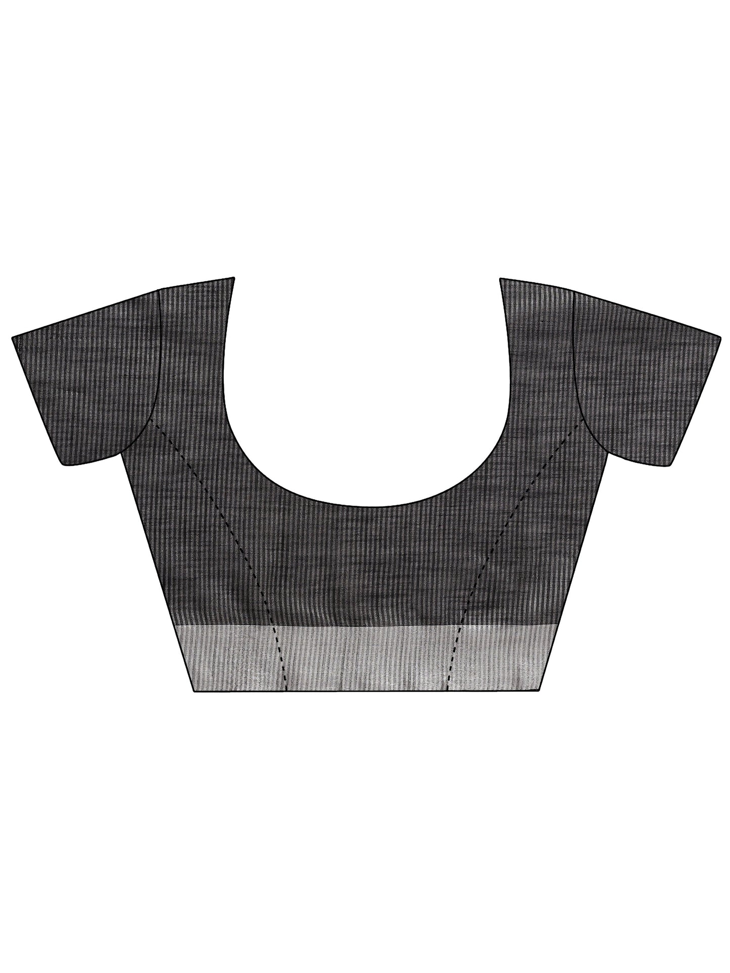 Black Embroidered Cotton Blend Sarees With Unstitched Blouse Piece