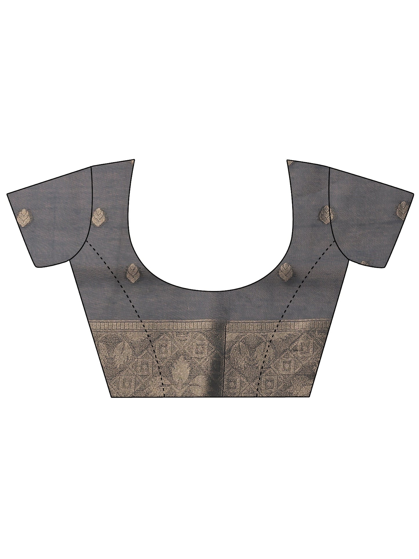 Blue Printed Cotton Blend Sarees With Unstitched Blouse Piece