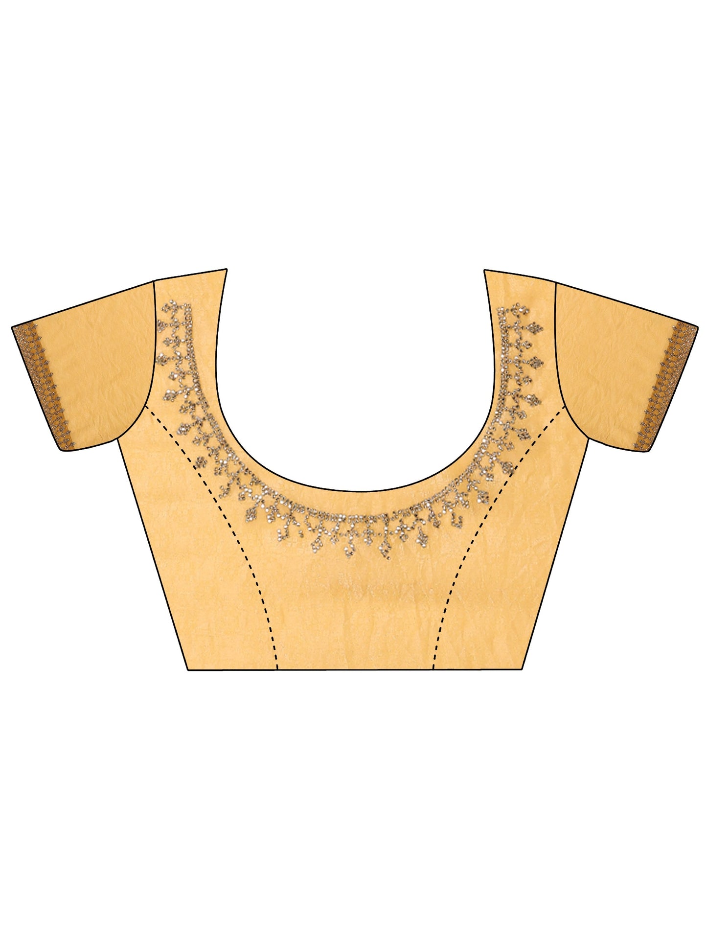 Mustard Embellished Chiffon Sarees With Unstitched Blouse Piece