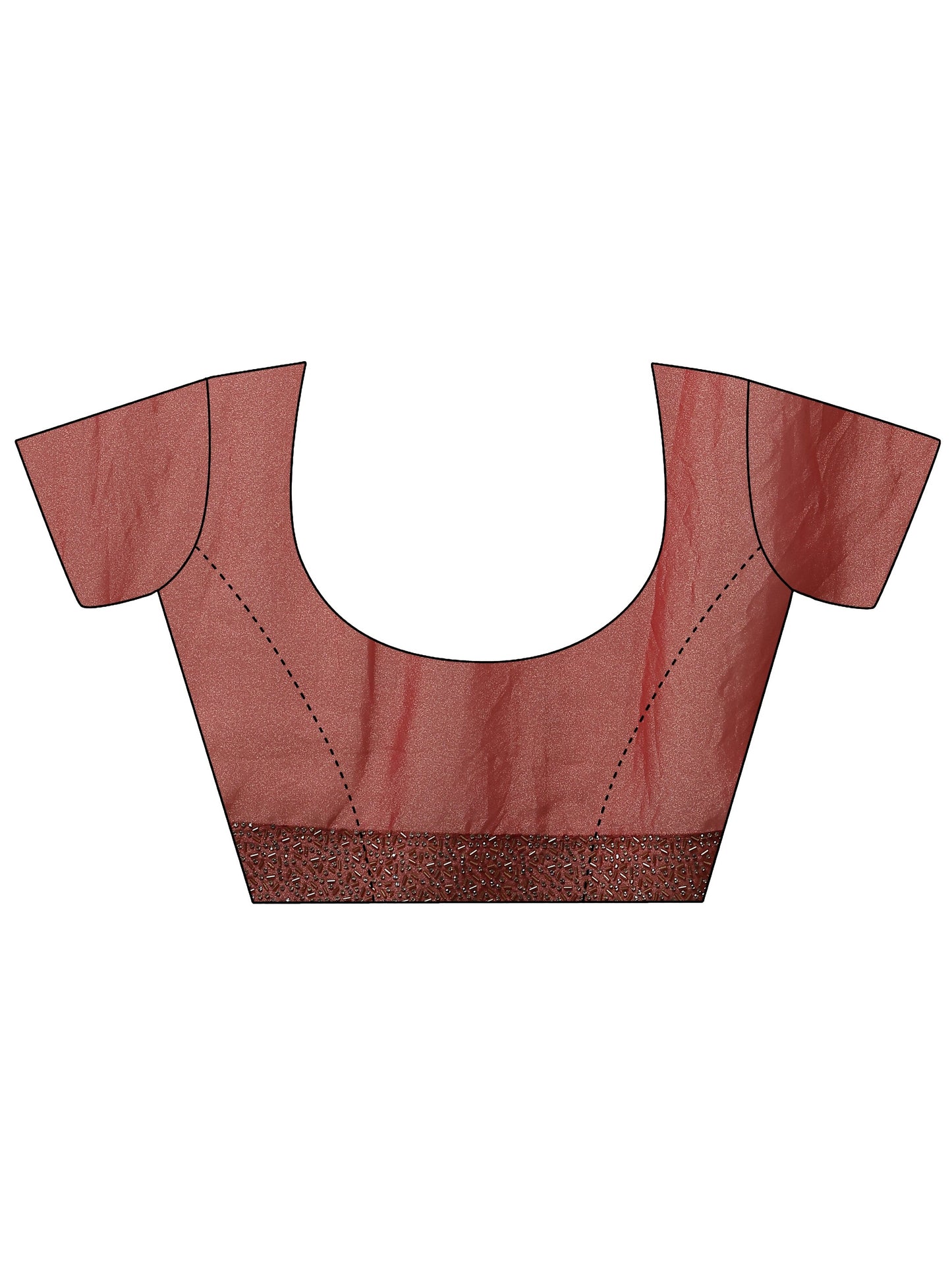 Coral Embellished Organza Sarees With Unstitched Blouse Piece