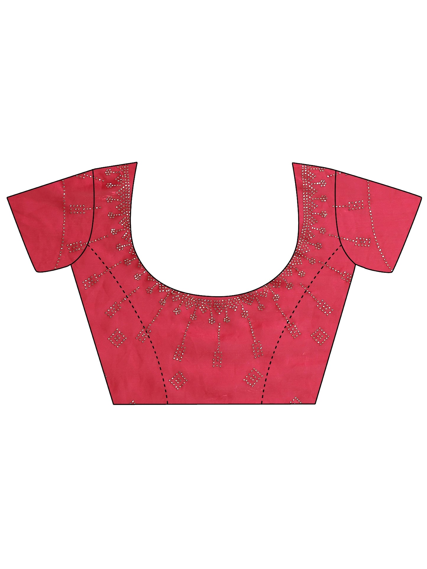 Magenta Embellished Organza Sarees With Unstitched Blouse Piece