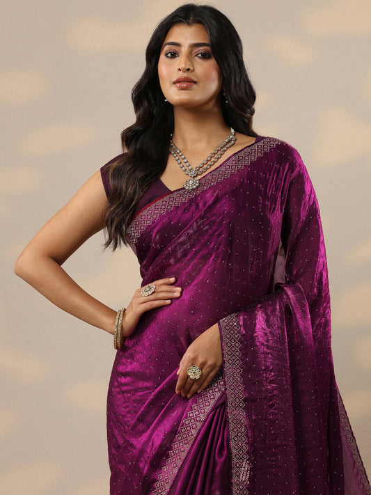 Pink Embellished Organza Sarees With Unstitched Blouse Piece