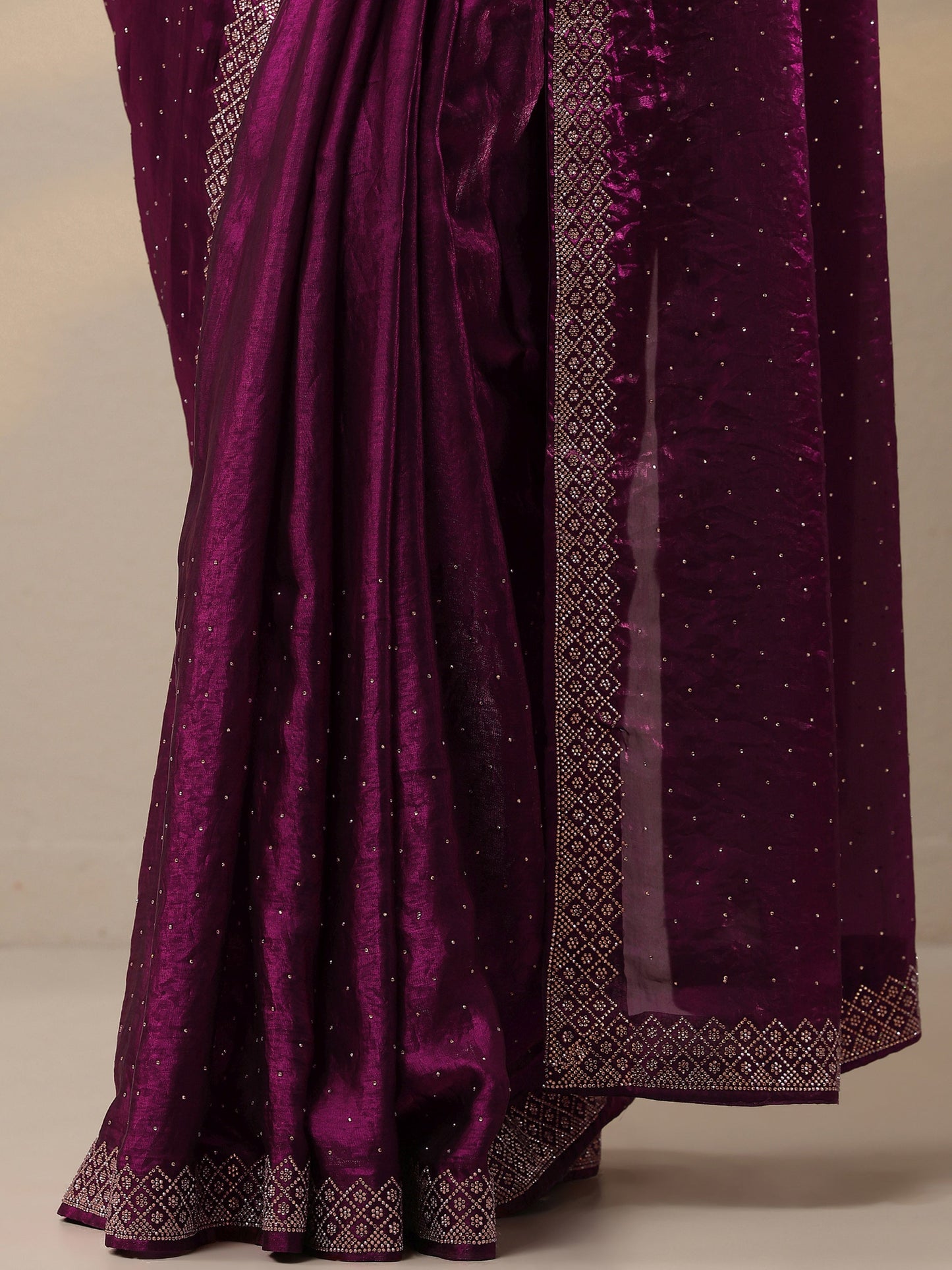 Pink Embellished Organza Sarees With Unstitched Blouse Piece