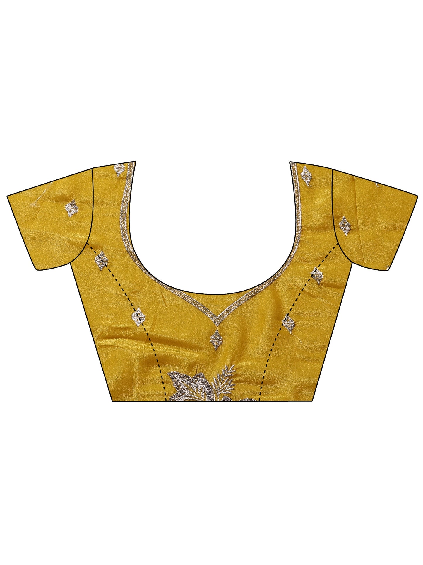 Yellow Embroidered Silk Blend Sarees With Unstitched Blouse Piece