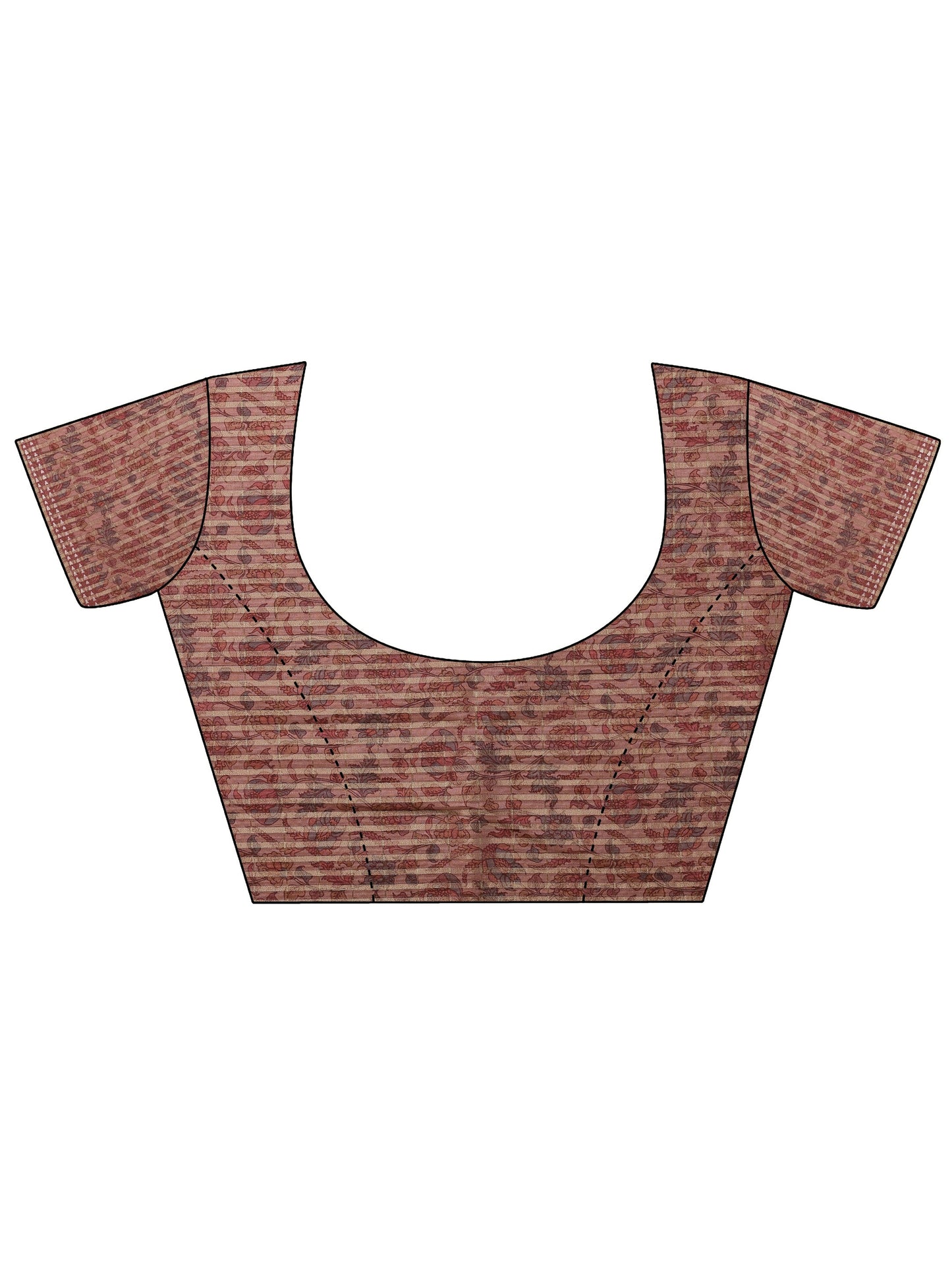 Taupe Printed Silk Blend Saree With Unstitched Blouse Piece