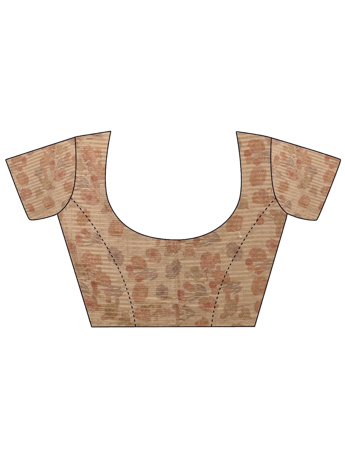 Beige Printed Silk Blend Sarees With Unstitched Blouse Piece