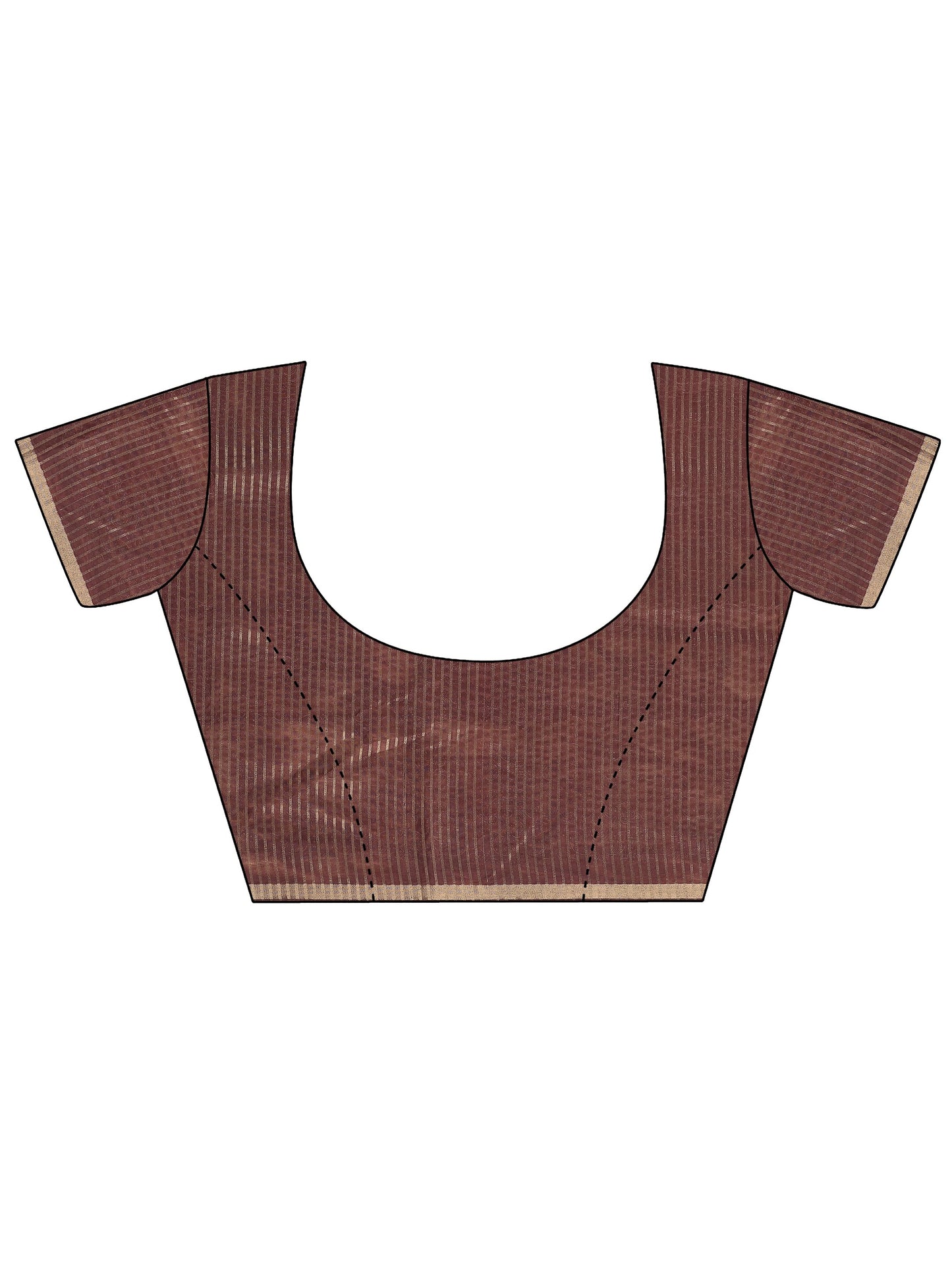 Brown Printed Silk Blend Saree With Unstitched Blouse Piece