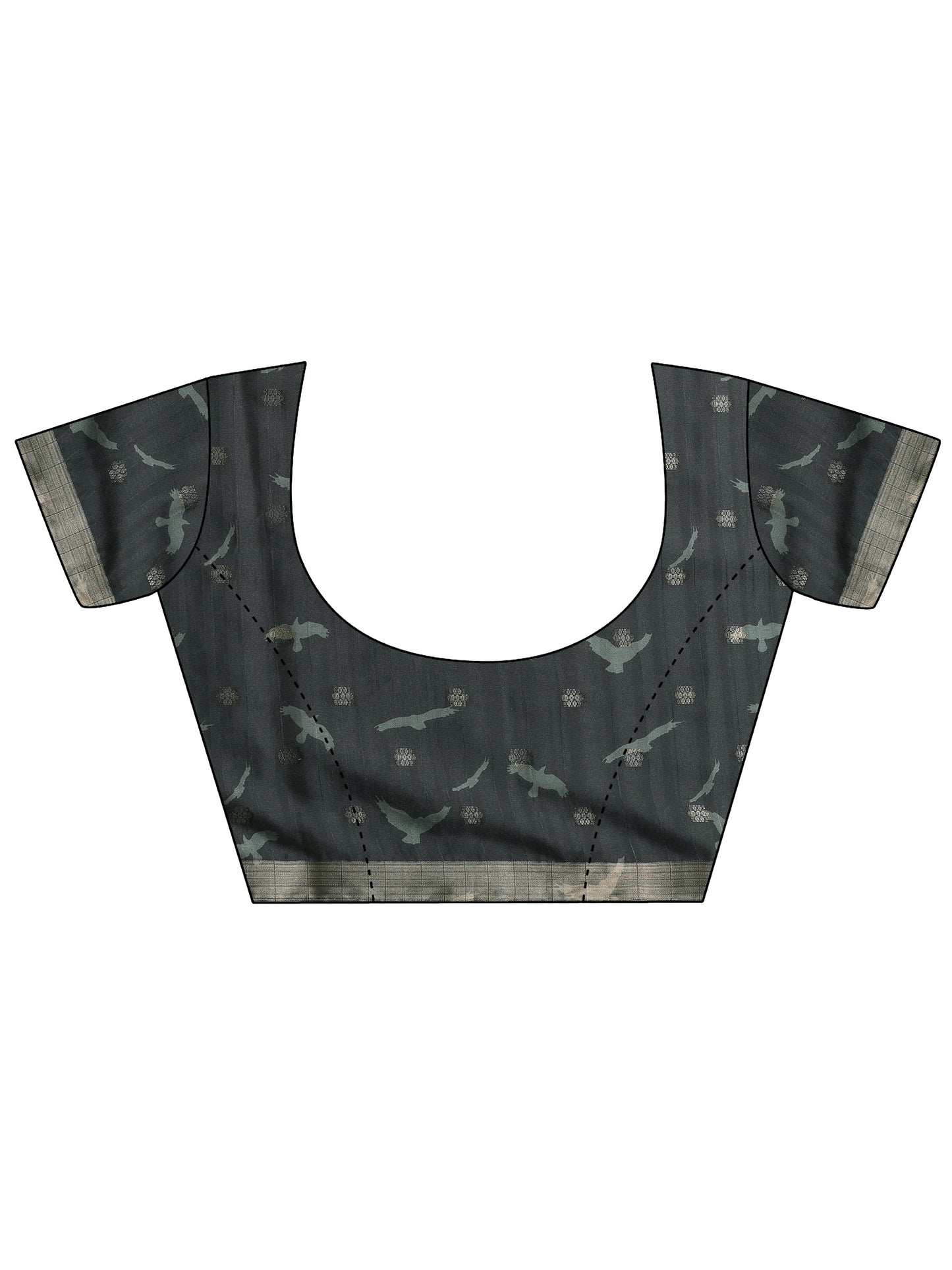 Beige Printed Silk Blend Saree With Unstitched Blouse Piece