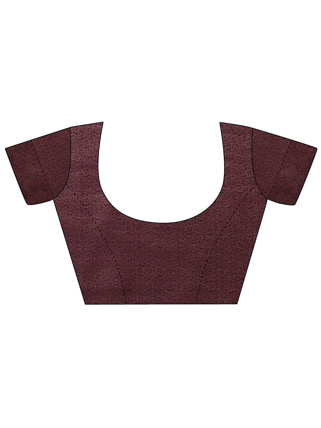 Burgundy Printed Silk Blend Sarees With Unstitched Blouse Piece