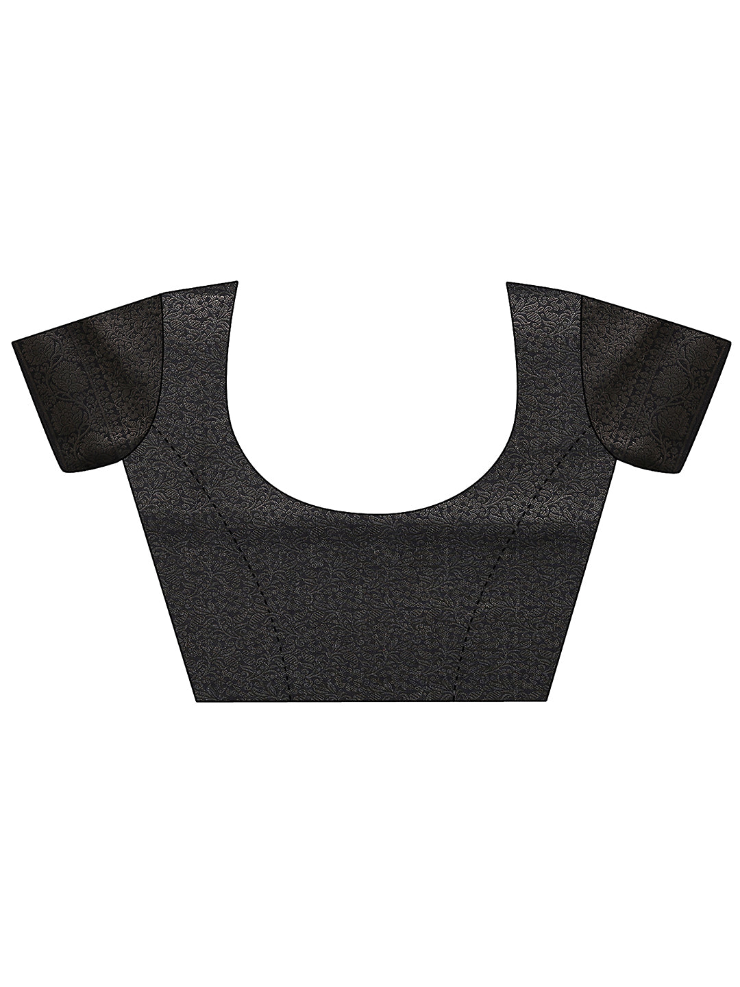 Black Printed Silk Blend Sarees With Unstitched Blouse Piece