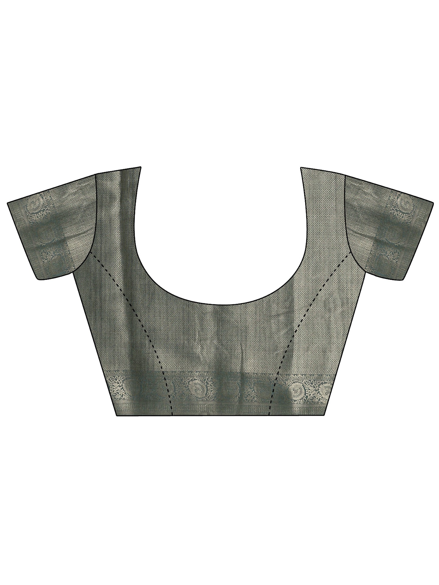 Grey Printed Silk Blend Sarees With Unstitched Blouse Piece