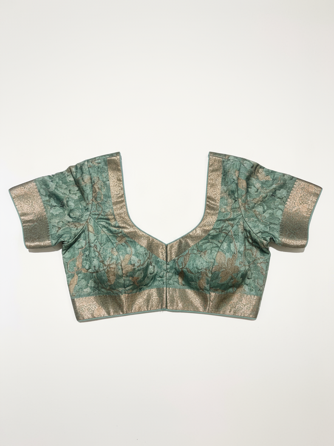 Beige Printed Silk Blend Saree With Unstitched Blouse Piece