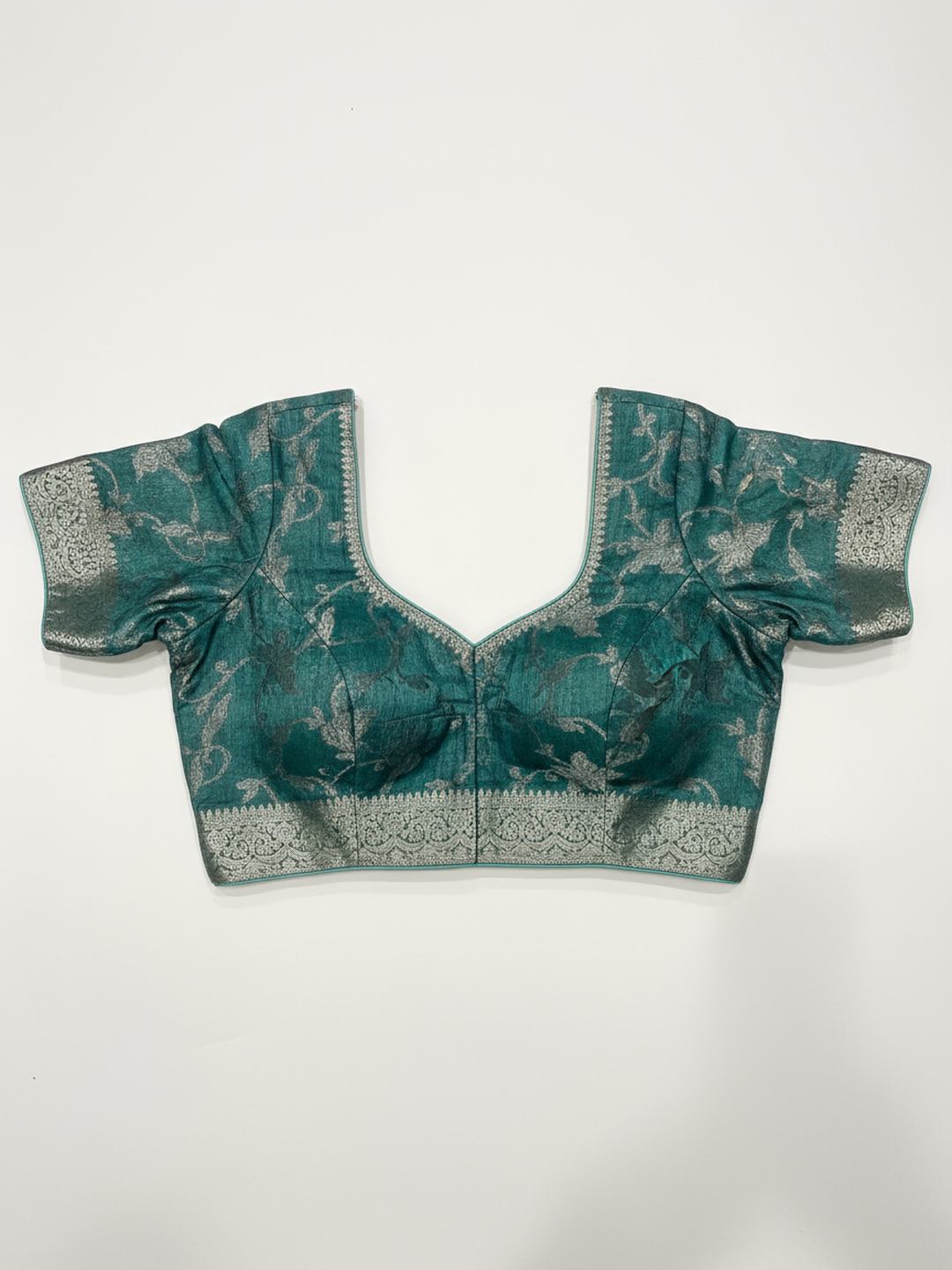 Blue Printed Silk Blend Saree With Unstitched Blouse Piece