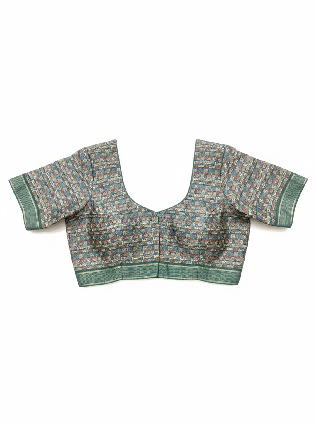 Blue Printed Pure Georgette Saree With Unstitched Blouse Piece