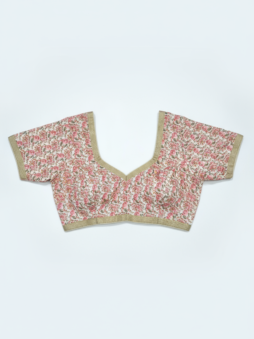 Cream Printed Pure Georgette Saree With Unstitched Blouse Piece