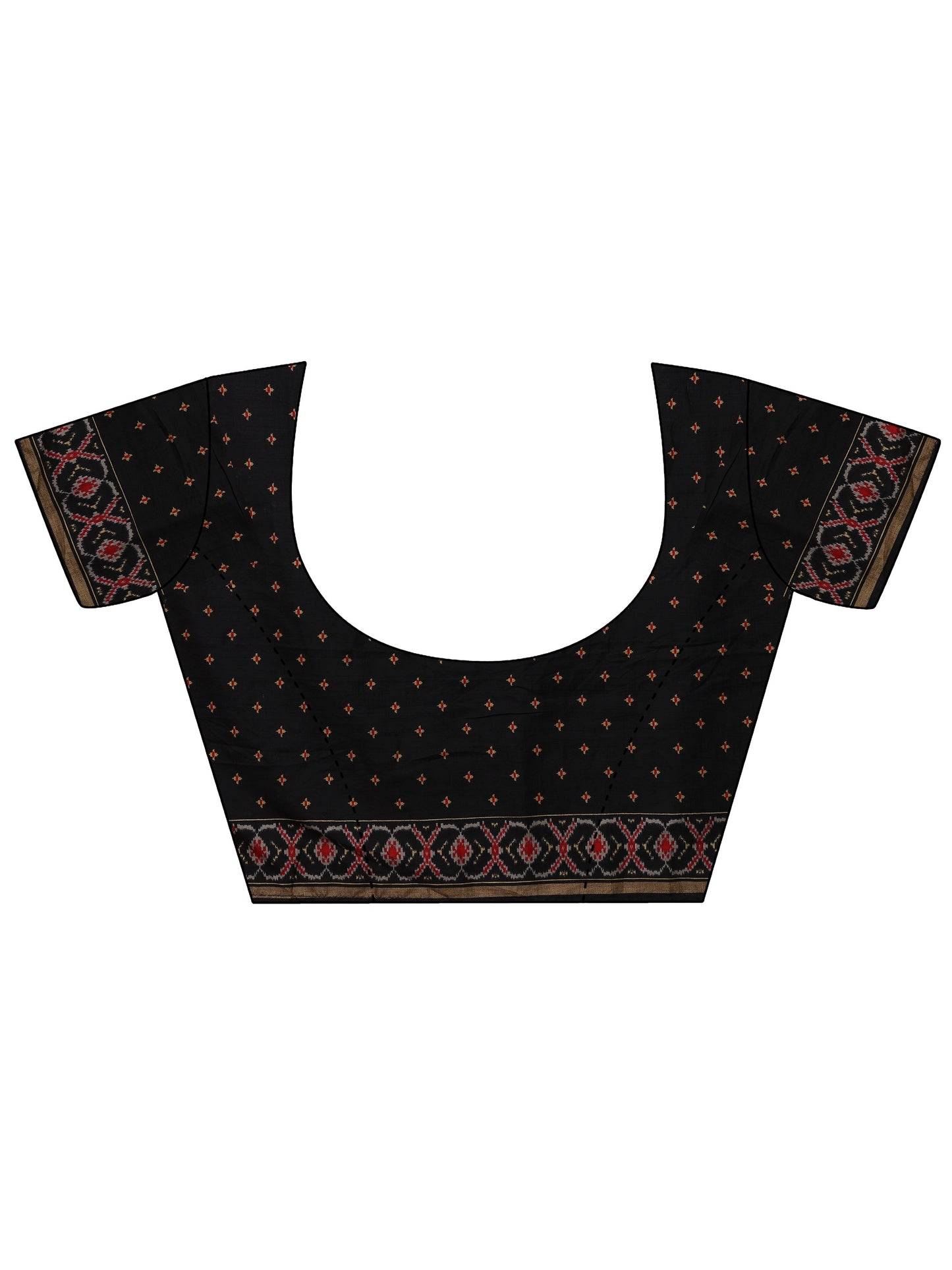 Red Printed Silk Blend Saree With Unstitched Blouse Piece