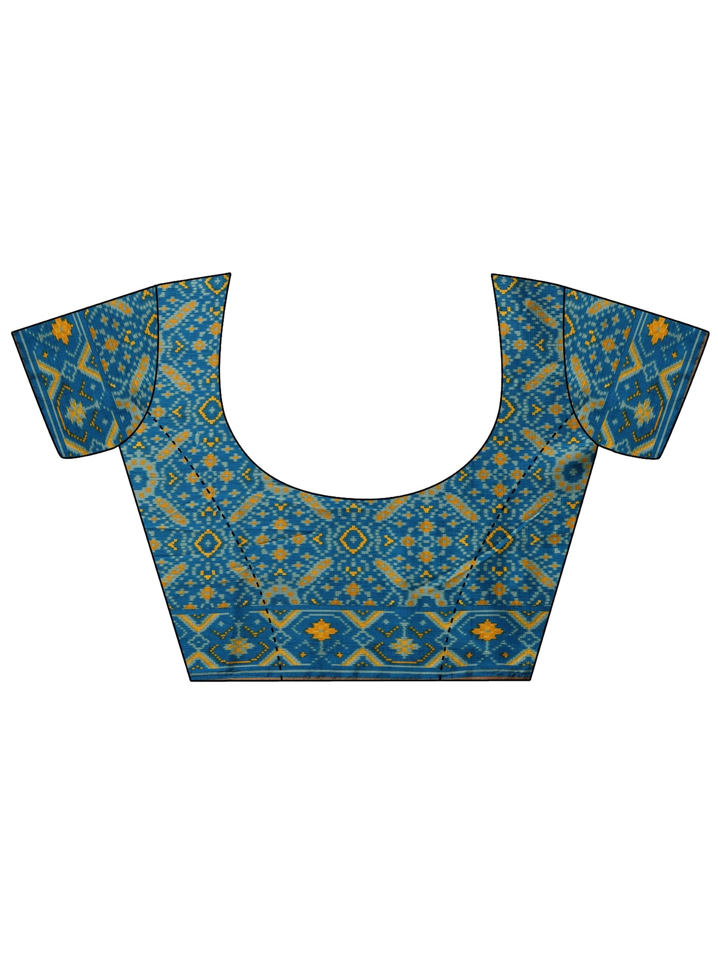 Blue Printed Silk Blend Saree With Unstitched Blouse Piece