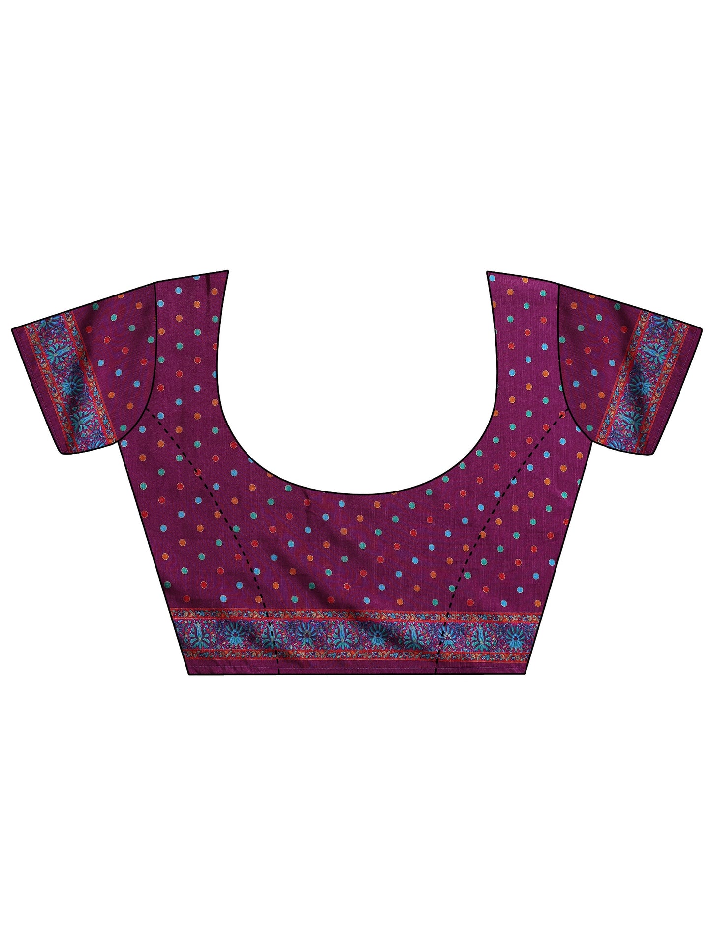 Blue Printed Silk Blend Saree With Unstitched Blouse Piece