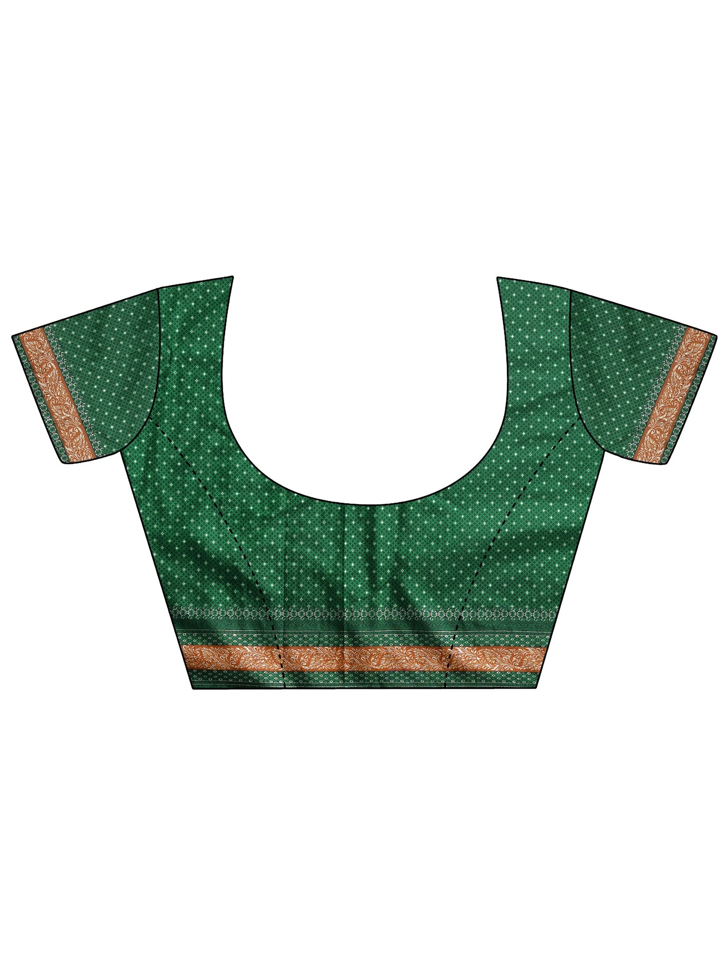 Green Printed Silk Blend Saree With Unstitched Blouse Piece