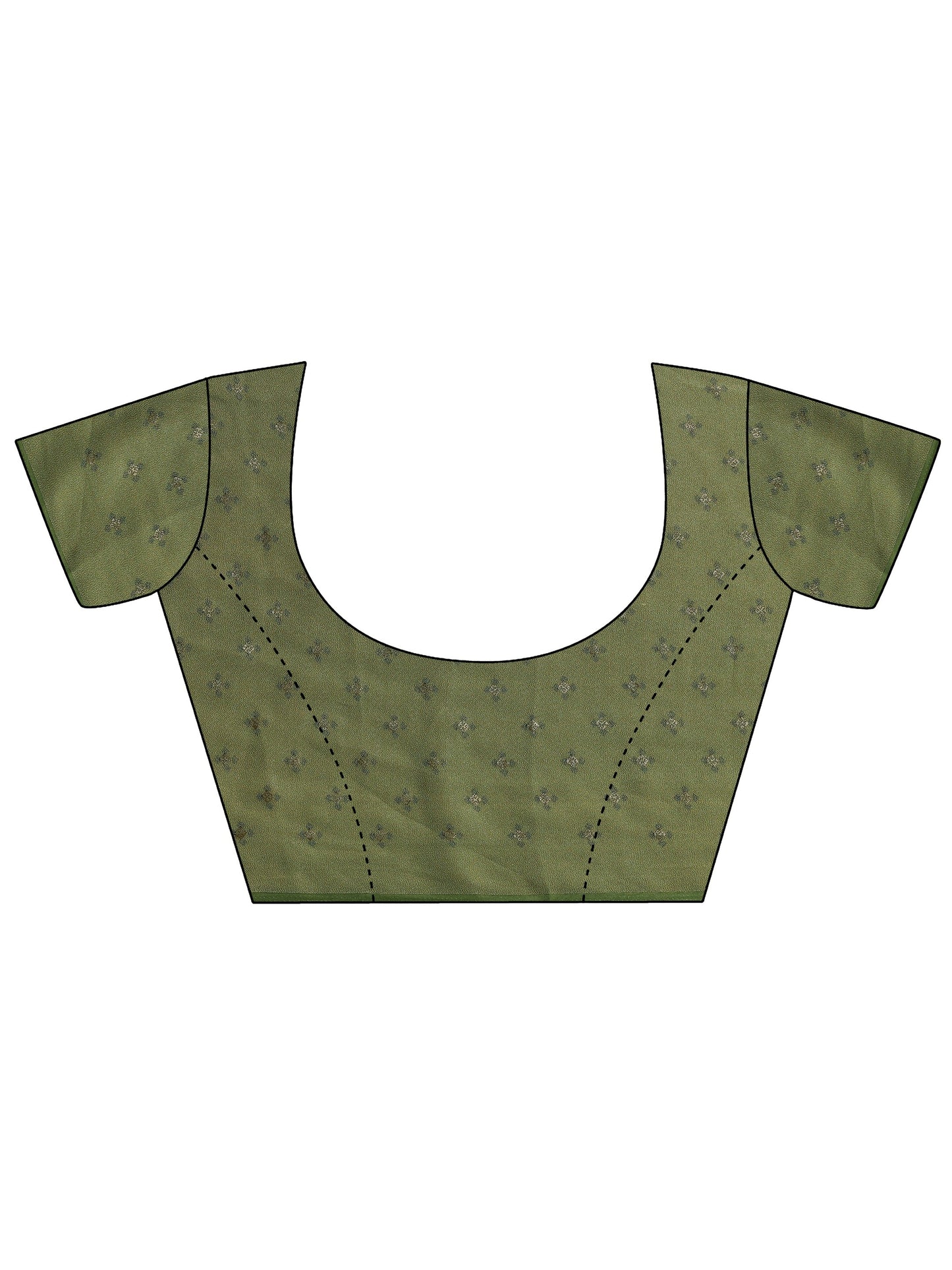 Green Printed Silk Blend Saree With Unstitched Blouse Piece