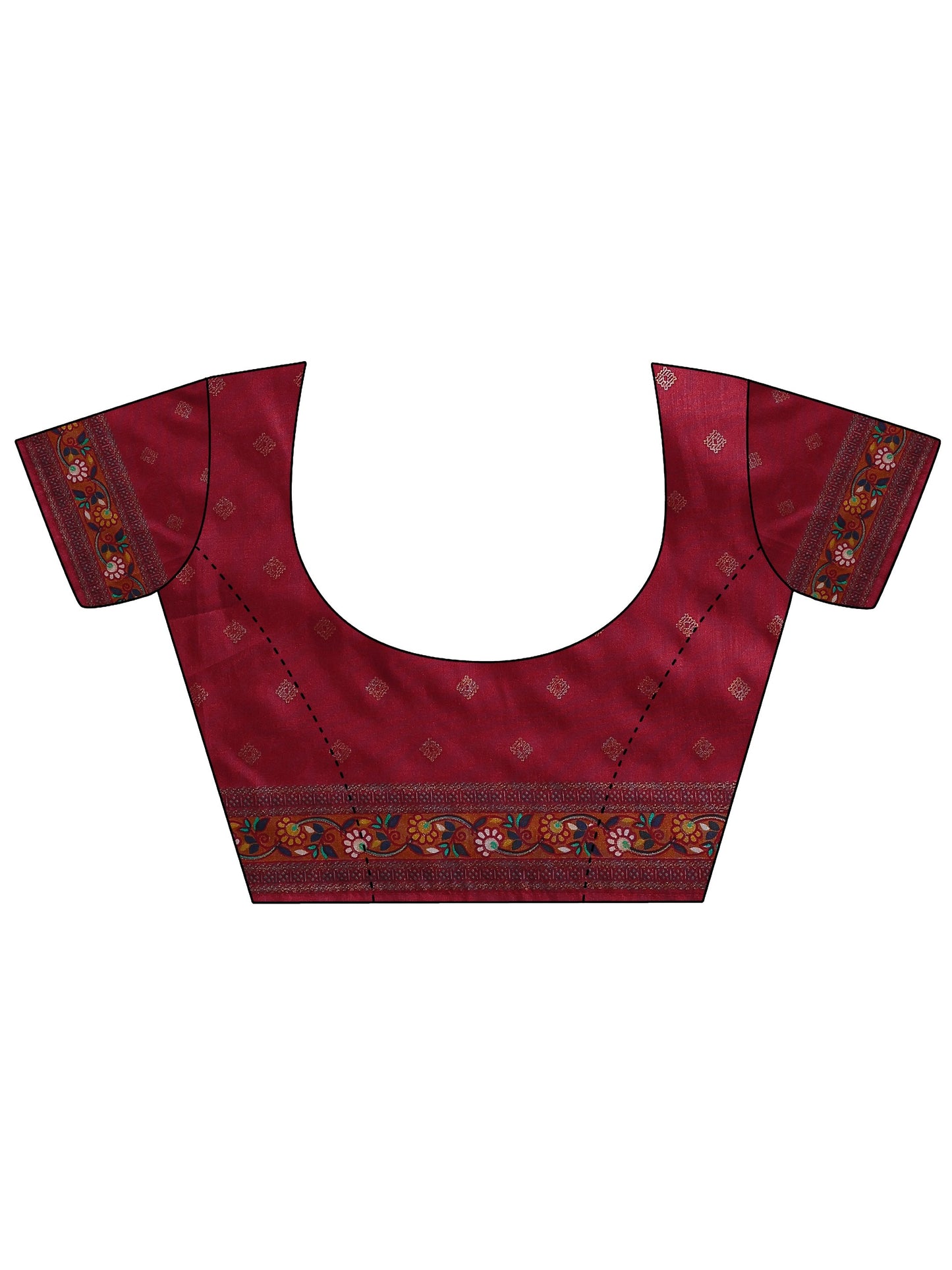 Beige Printed Silk Blend Saree With Unstitched Blouse Piece