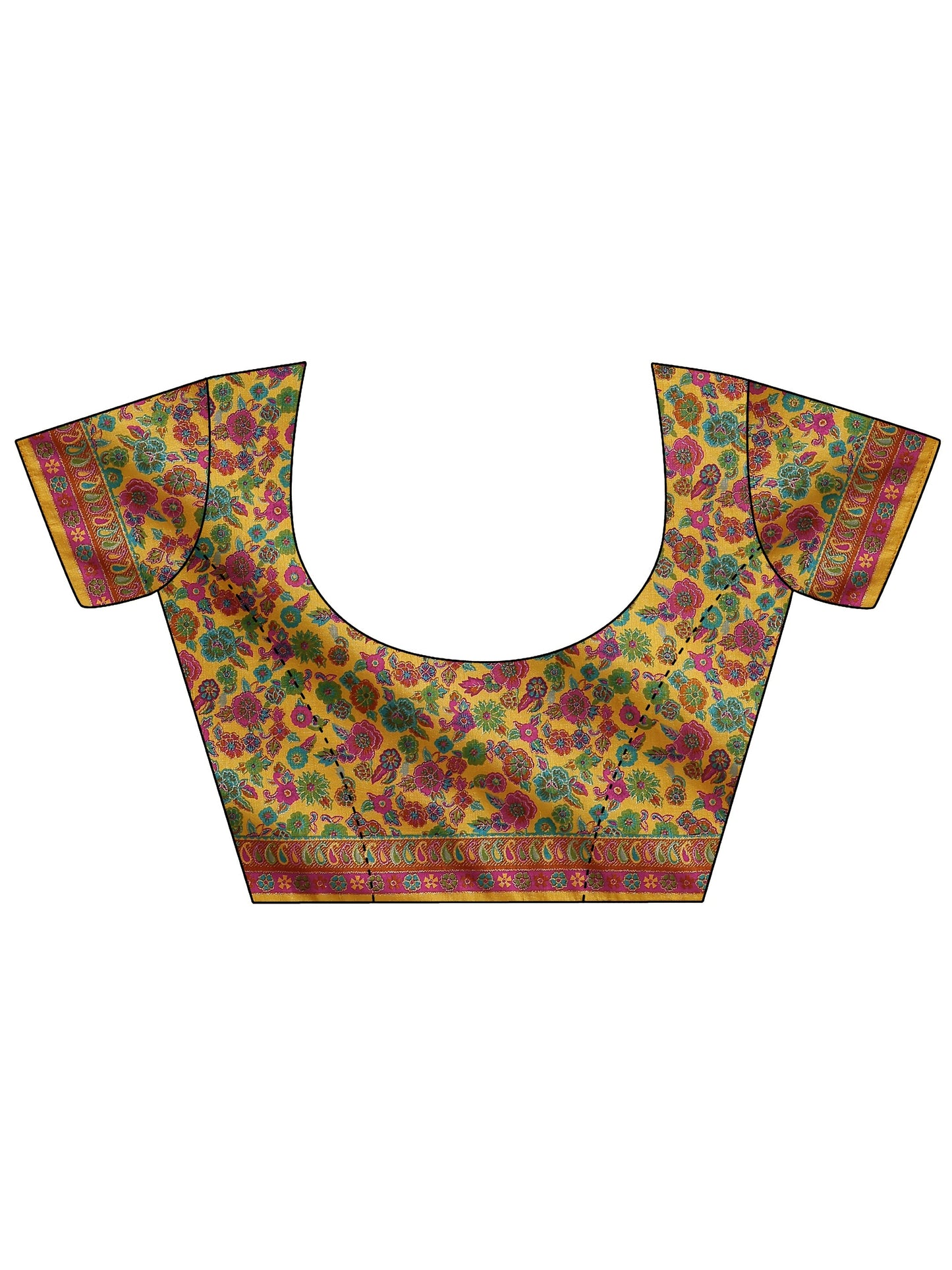 Yellow Solid Silk Blend Saree With Unstitched Blouse Piece