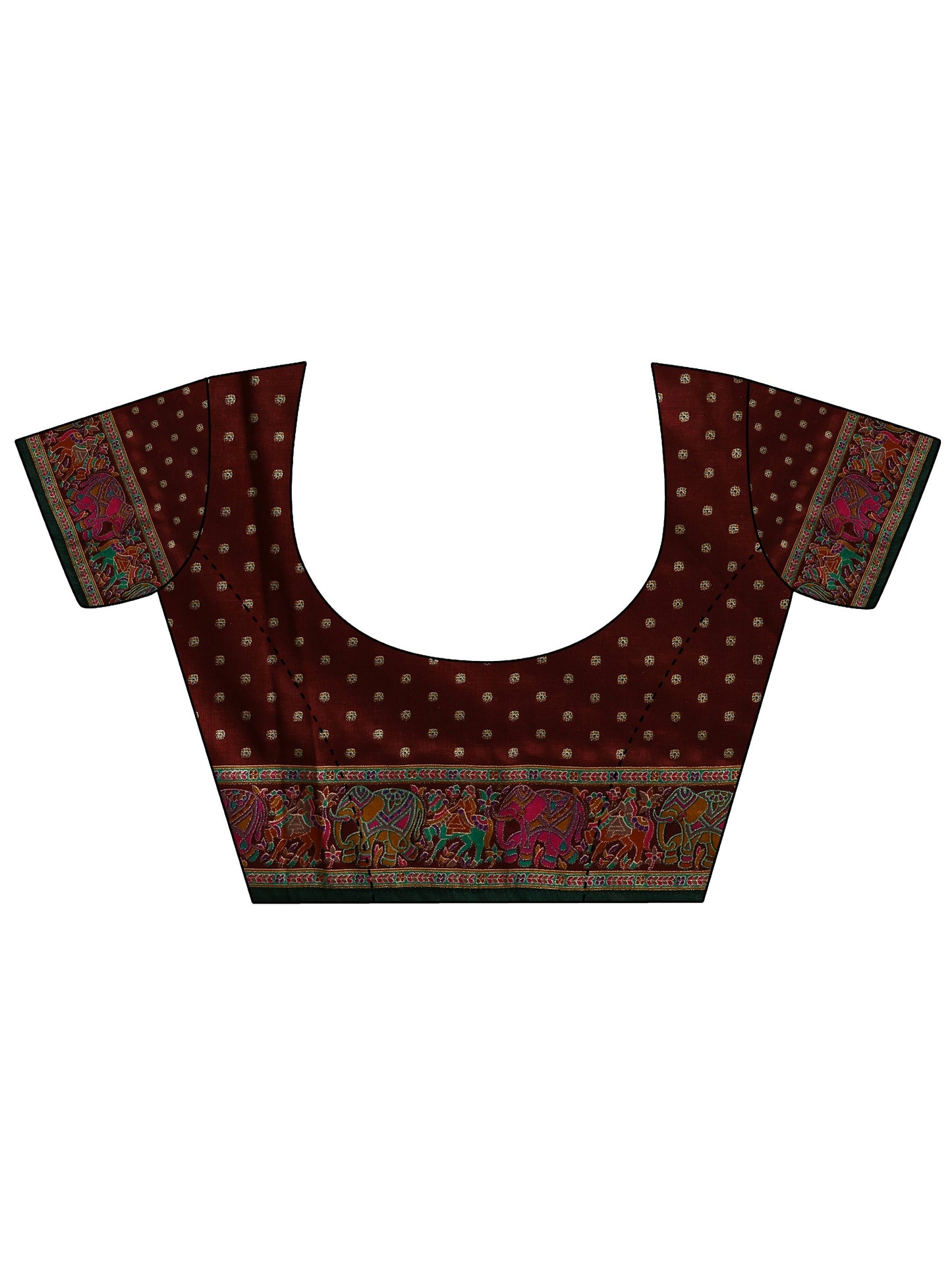 Green Printed Silk Blend Saree With Unstitched Blouse Piece