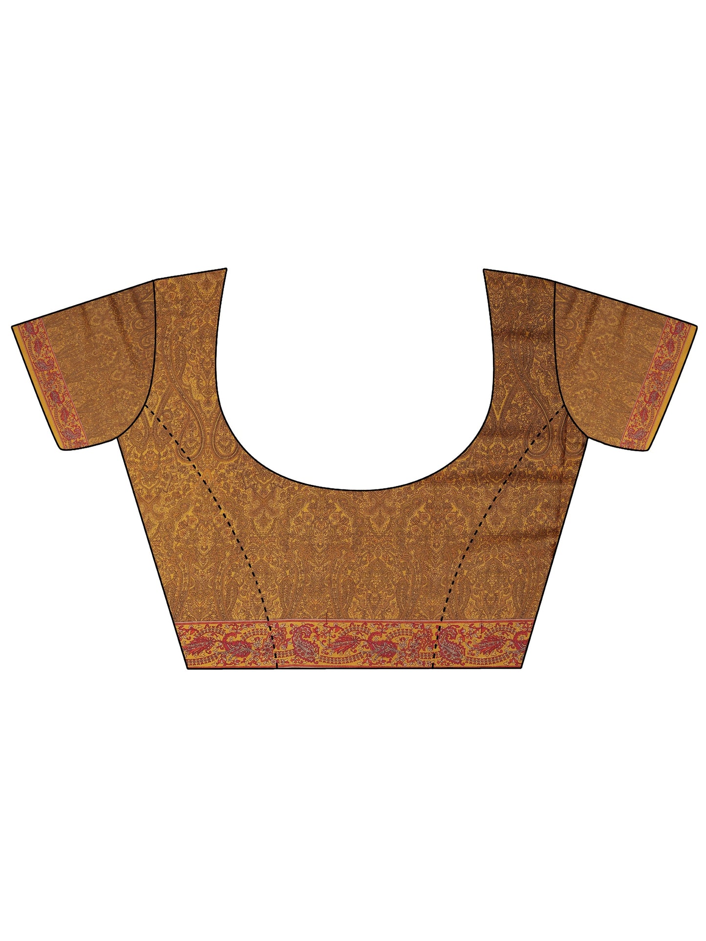 Mustard Printed Silk Blend Saree With Unstitched Blouse Piece