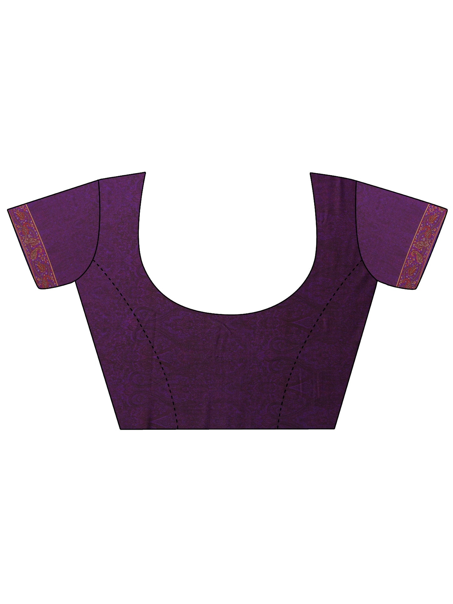 Purple Printed Silk Blend Saree With Unstitched Blouse Piece