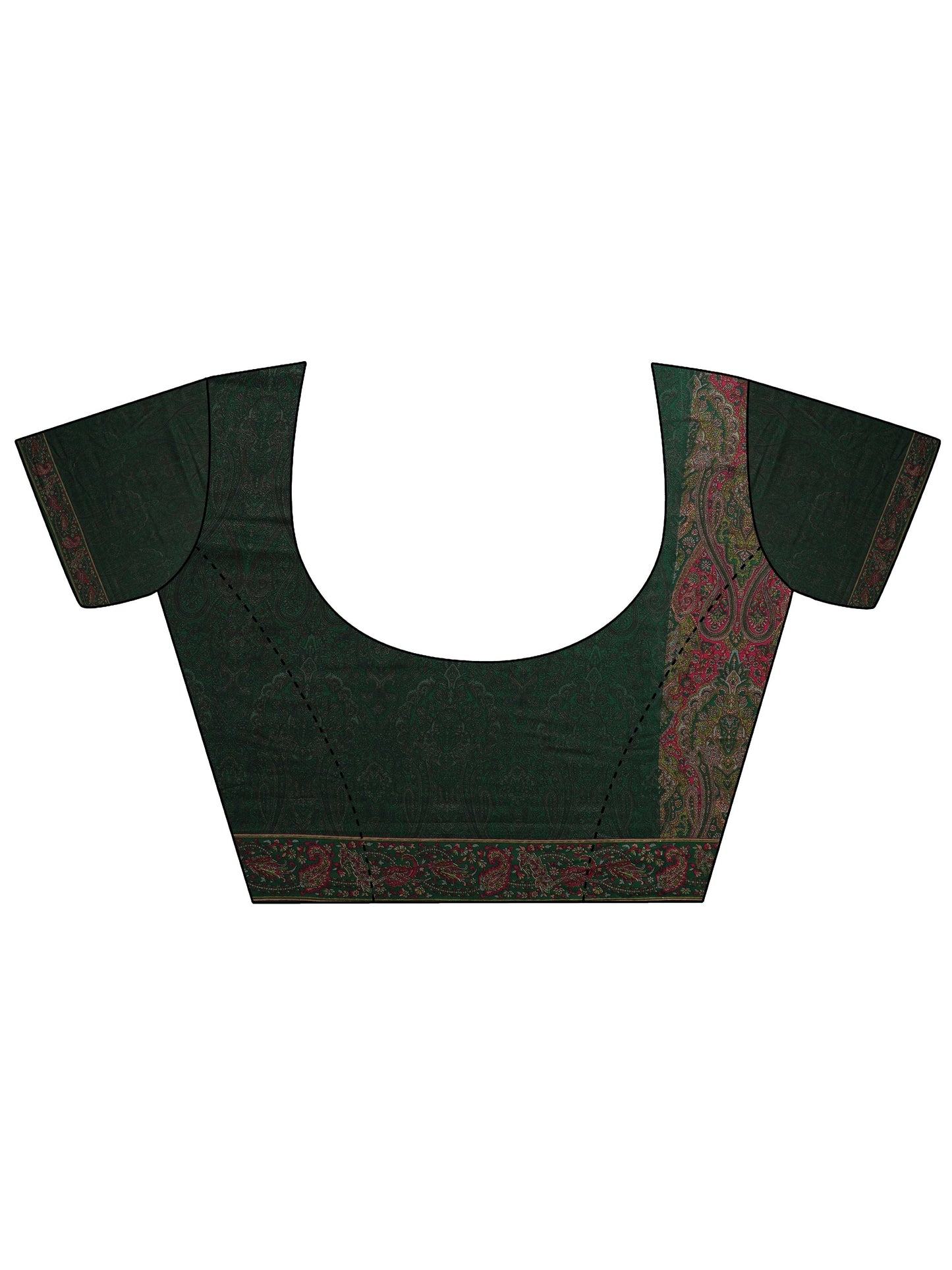 Green Printed Silk Blend Saree With Unstitched Blouse Piece