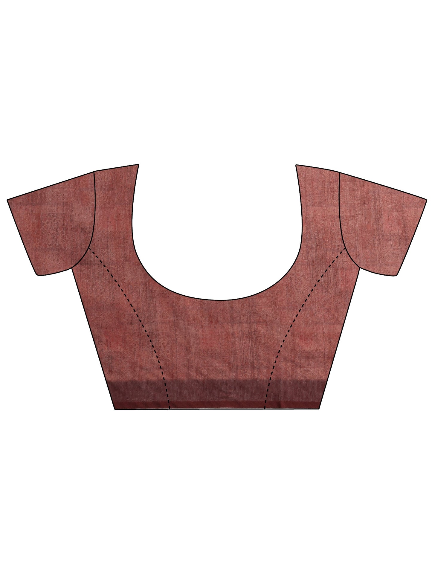 Brown Printed Silk Blend Saree With Unstitched Blouse Piece