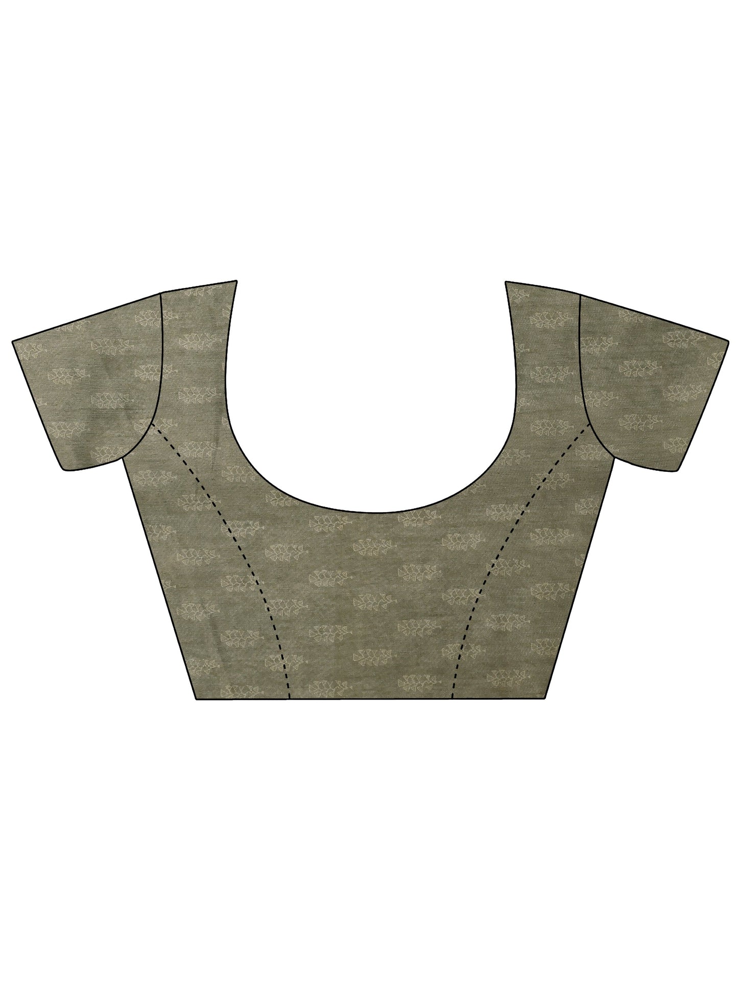 Green Printed Silk Blend Saree With Unstitched Blouse Piece