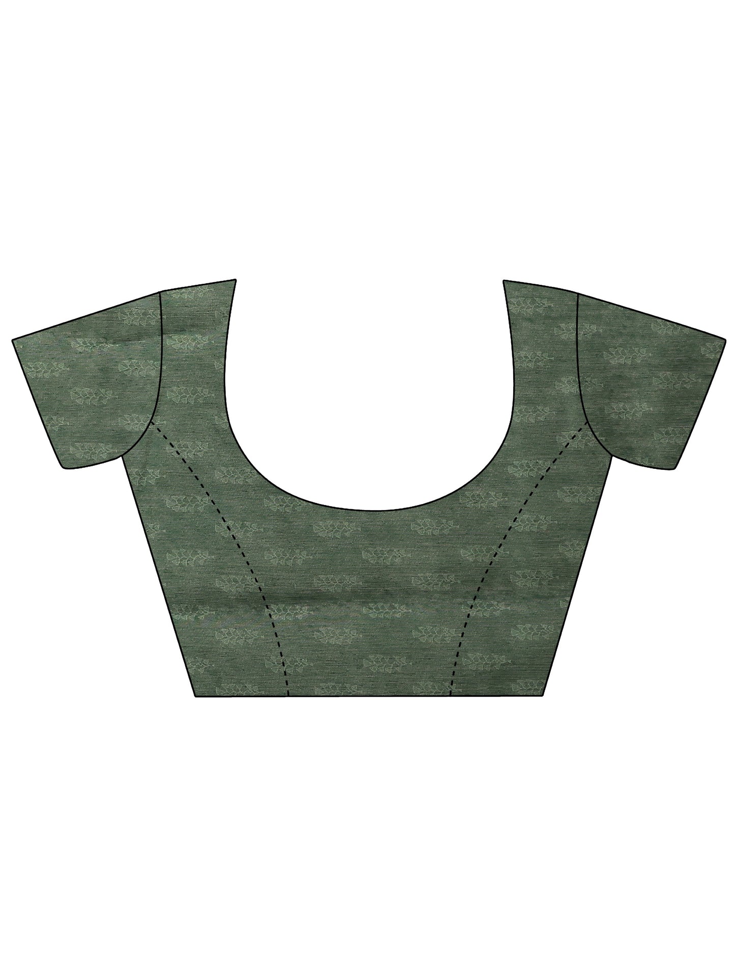 Green Printed Silk Blend Saree With Unstitched Blouse Piece