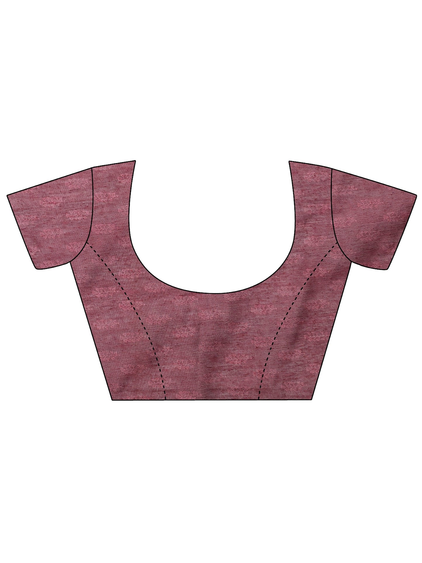 Brown Printed Silk Blend Saree With Unstitched Blouse Piece