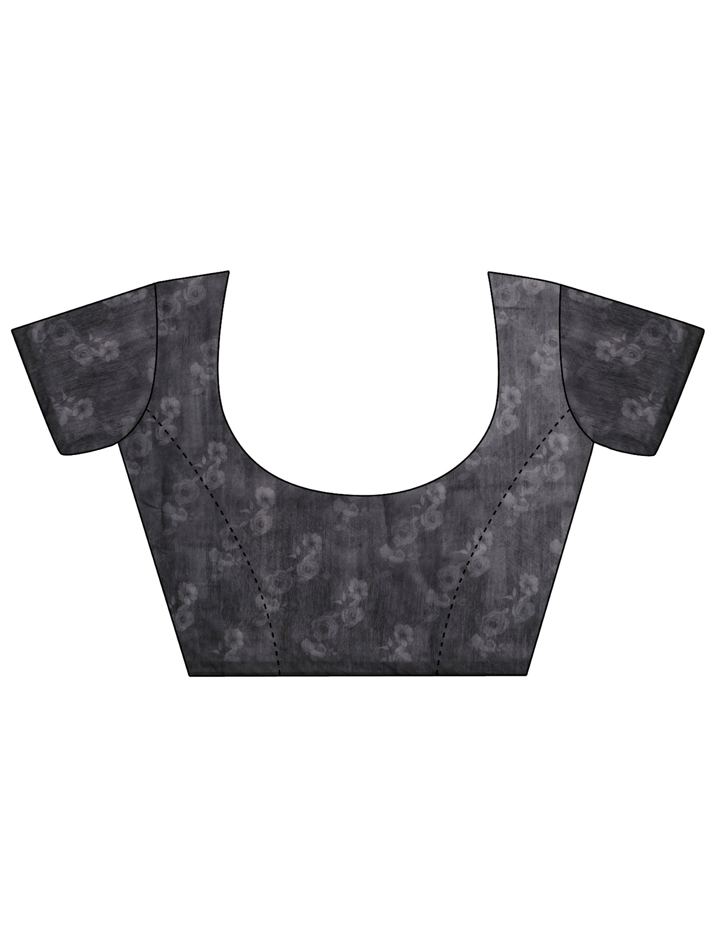 Grey Printed Silk Blend Saree With Unstitched Blouse Piece