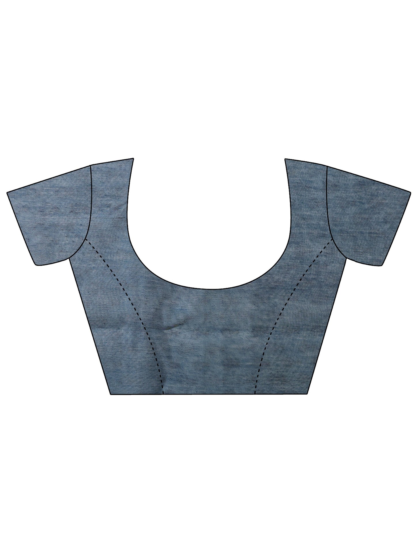 Blue Printed Silk Blend Saree With Unstitched Blouse Piece