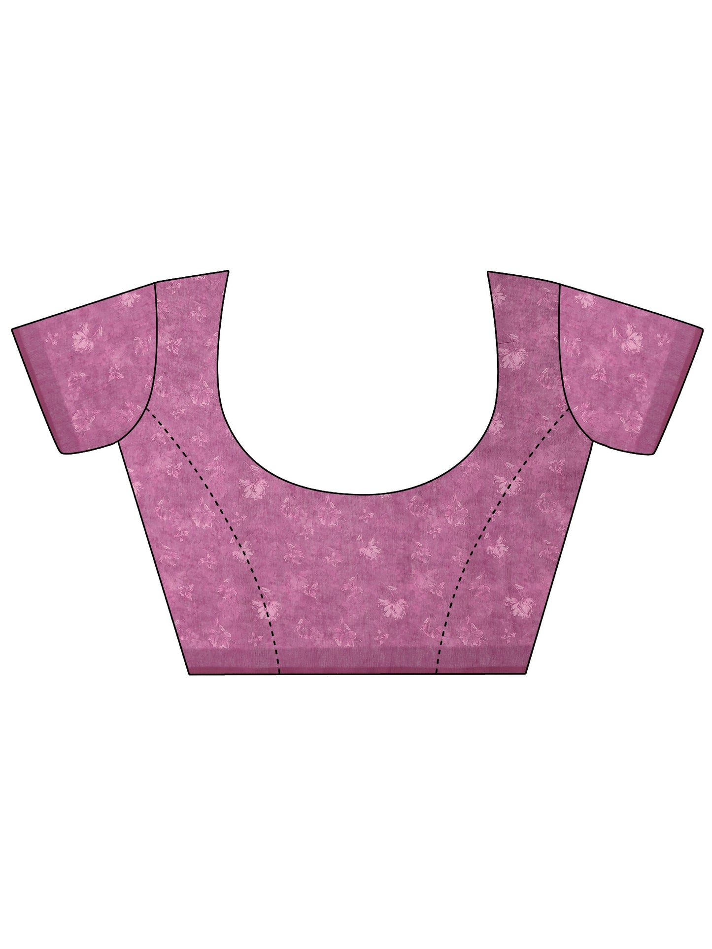 Pink Printed Silk Blend Saree With Unstitched Blouse Piece