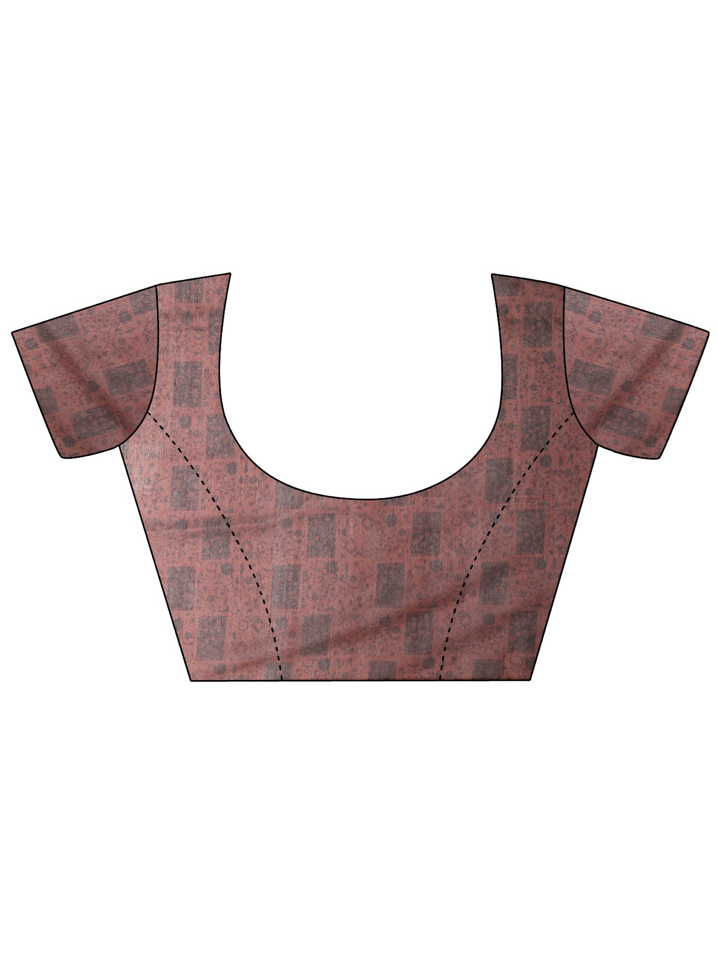 Beige Printed Silk Blend Saree With Unstitched Blouse Piece