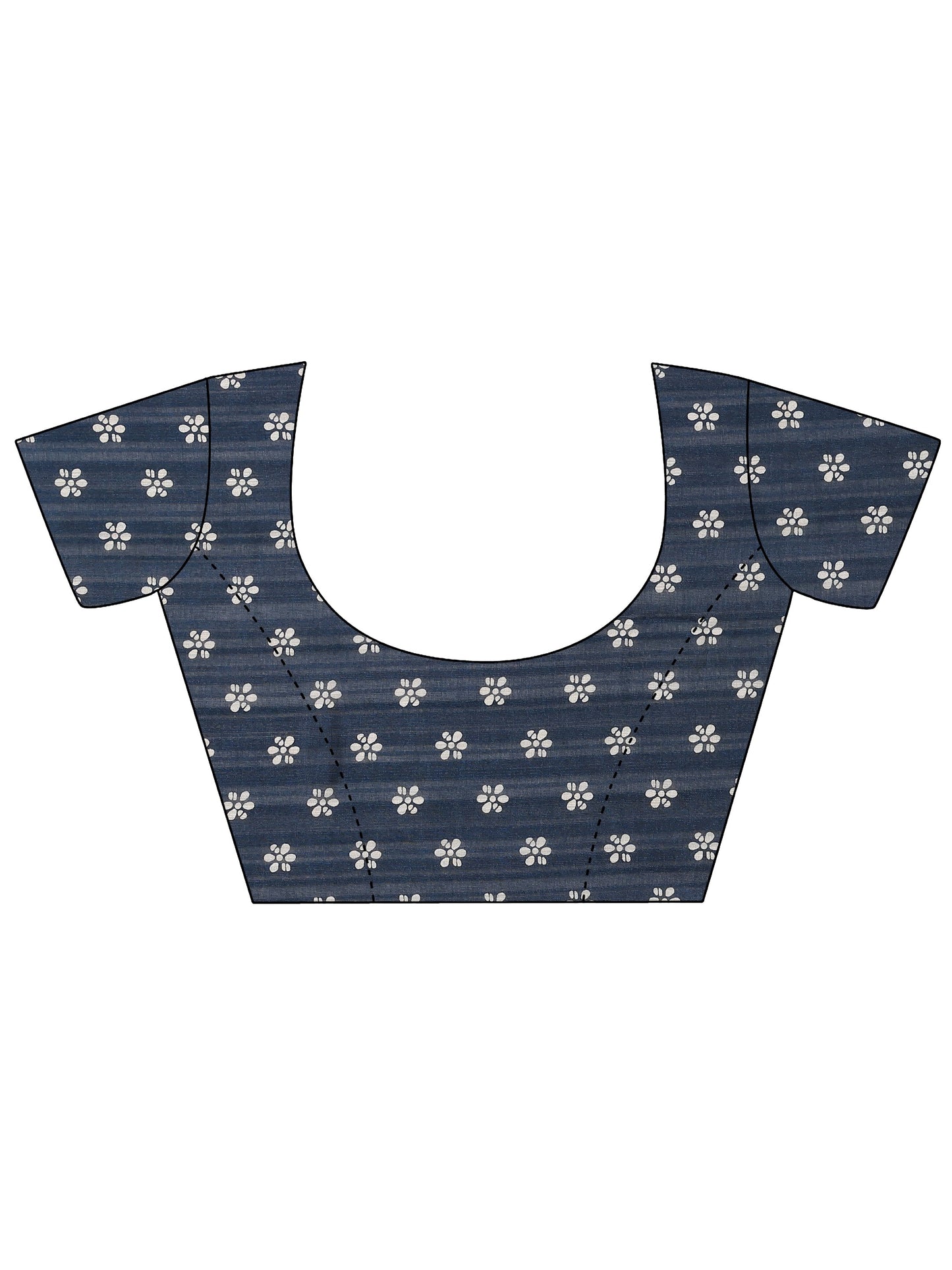 Blue Printed Silk Blend Saree With Unstitched Blouse Piece