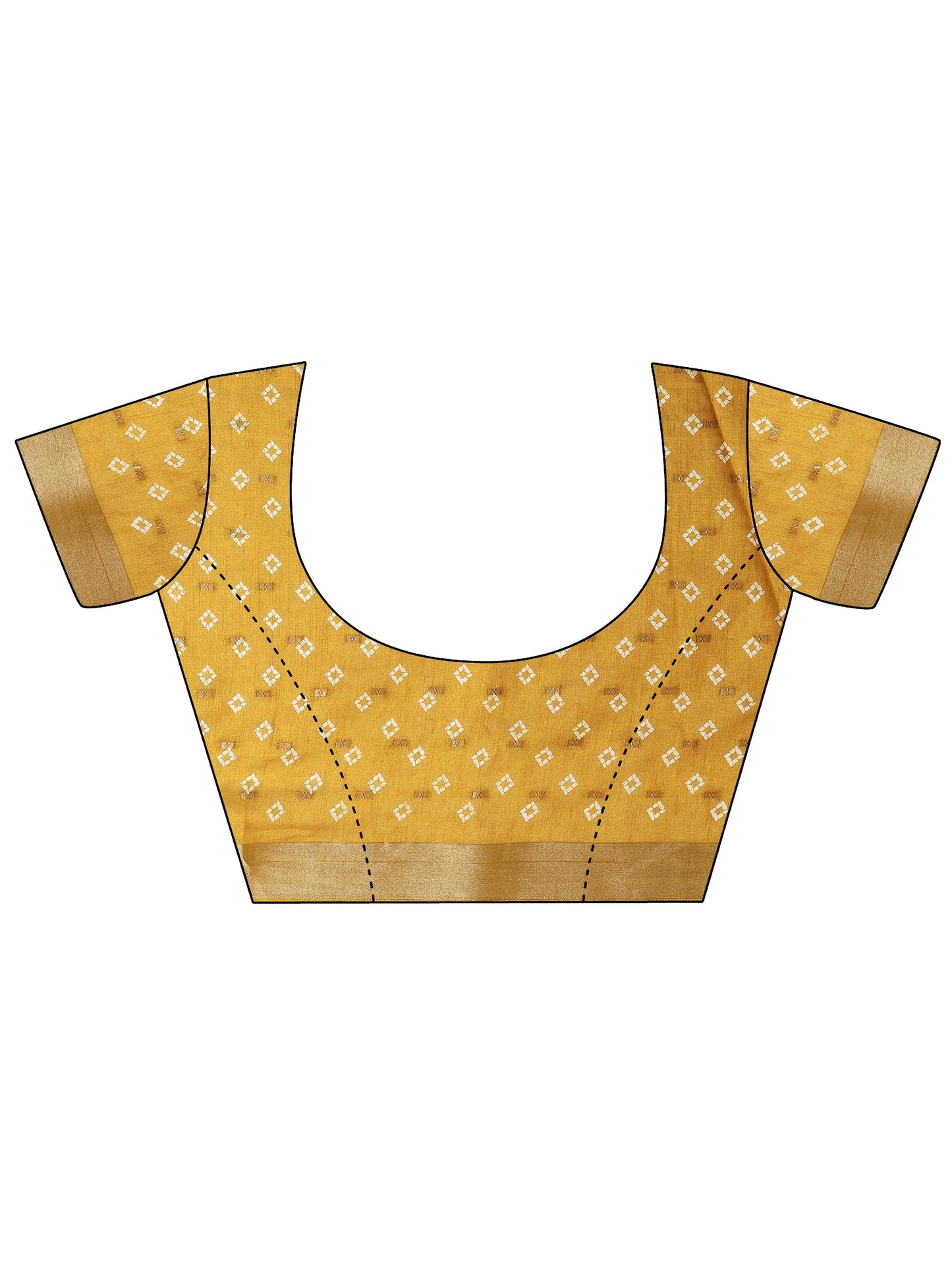 Mustard Printed Silk Blend Saree With Unstitched Blouse Piece