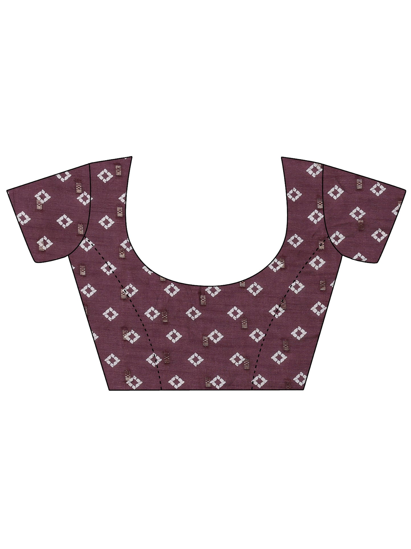 Brown Printed Silk Blend Saree With Unstitched Blouse Piece