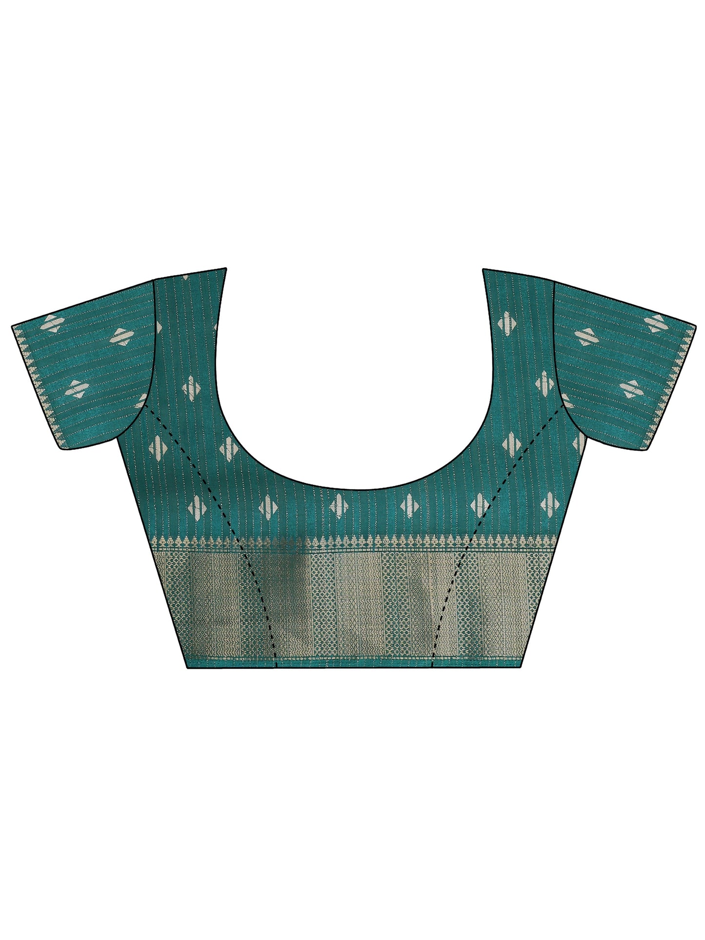 Green Printed Silk Blend Saree With Unstitched Blouse Piece