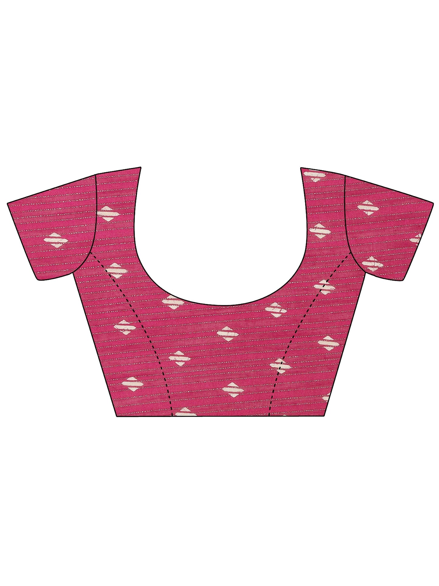 Magenta Printed Silk Blend Saree With Unstitched Blouse Piece