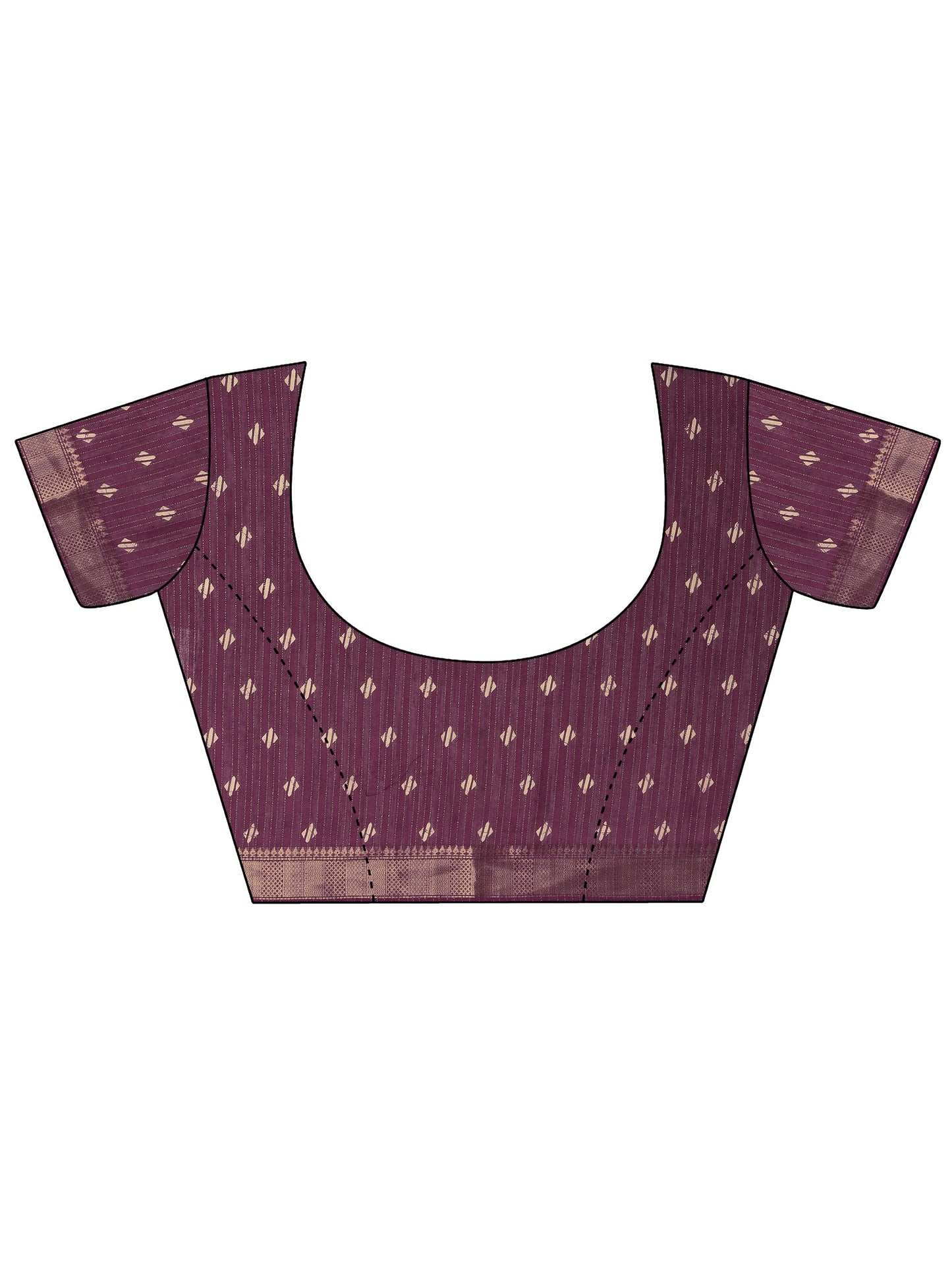 Burgundy Printed Silk Blend Saree With Unstitched Blouse Piece