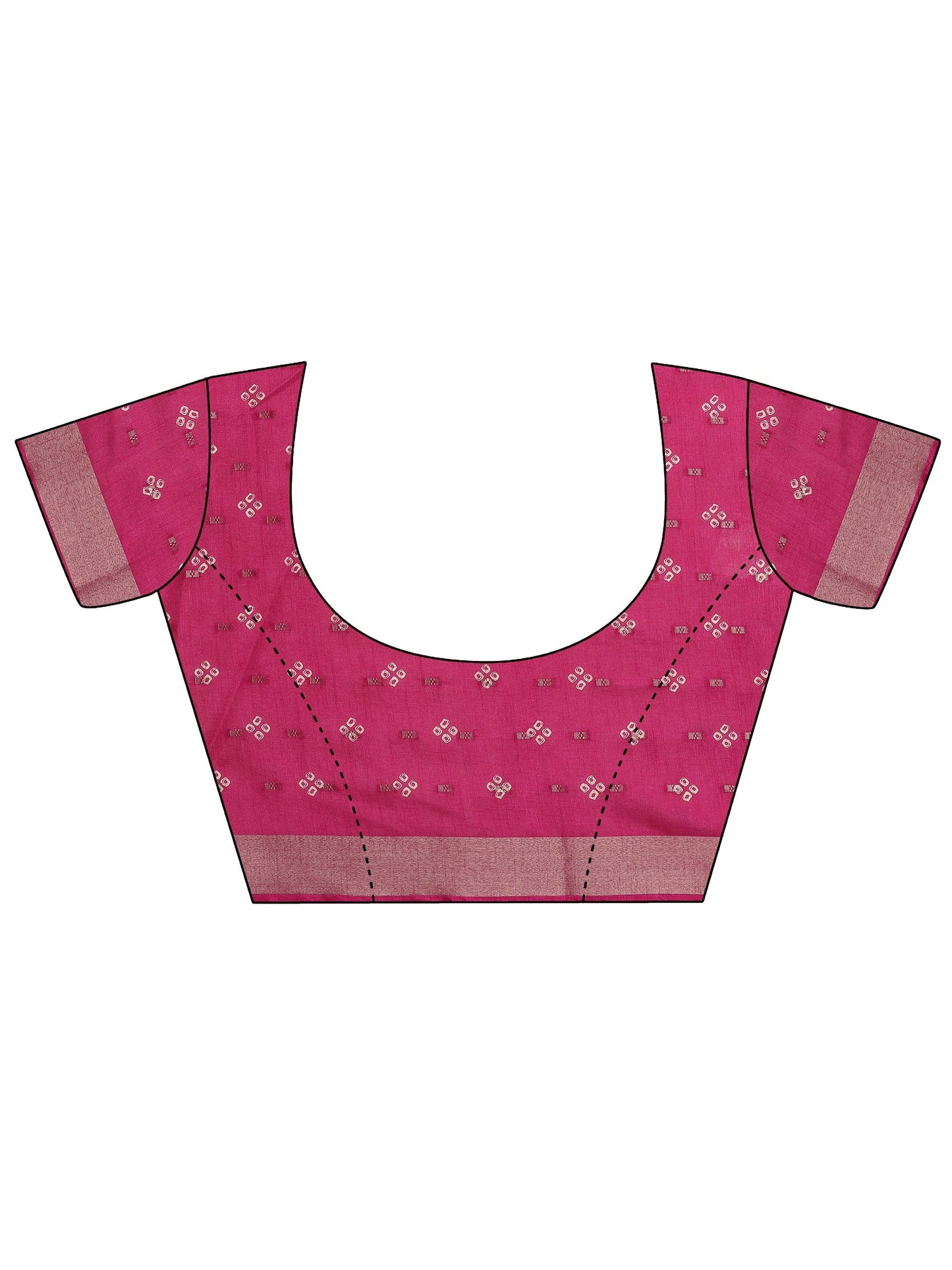 Pink Printed Silk Blend Saree With Unstitched Blouse Piece