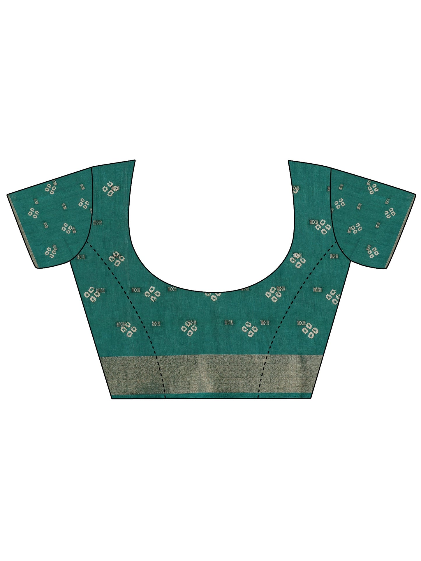 Green Printed Silk Blend Saree With Unstitched Blouse Piece