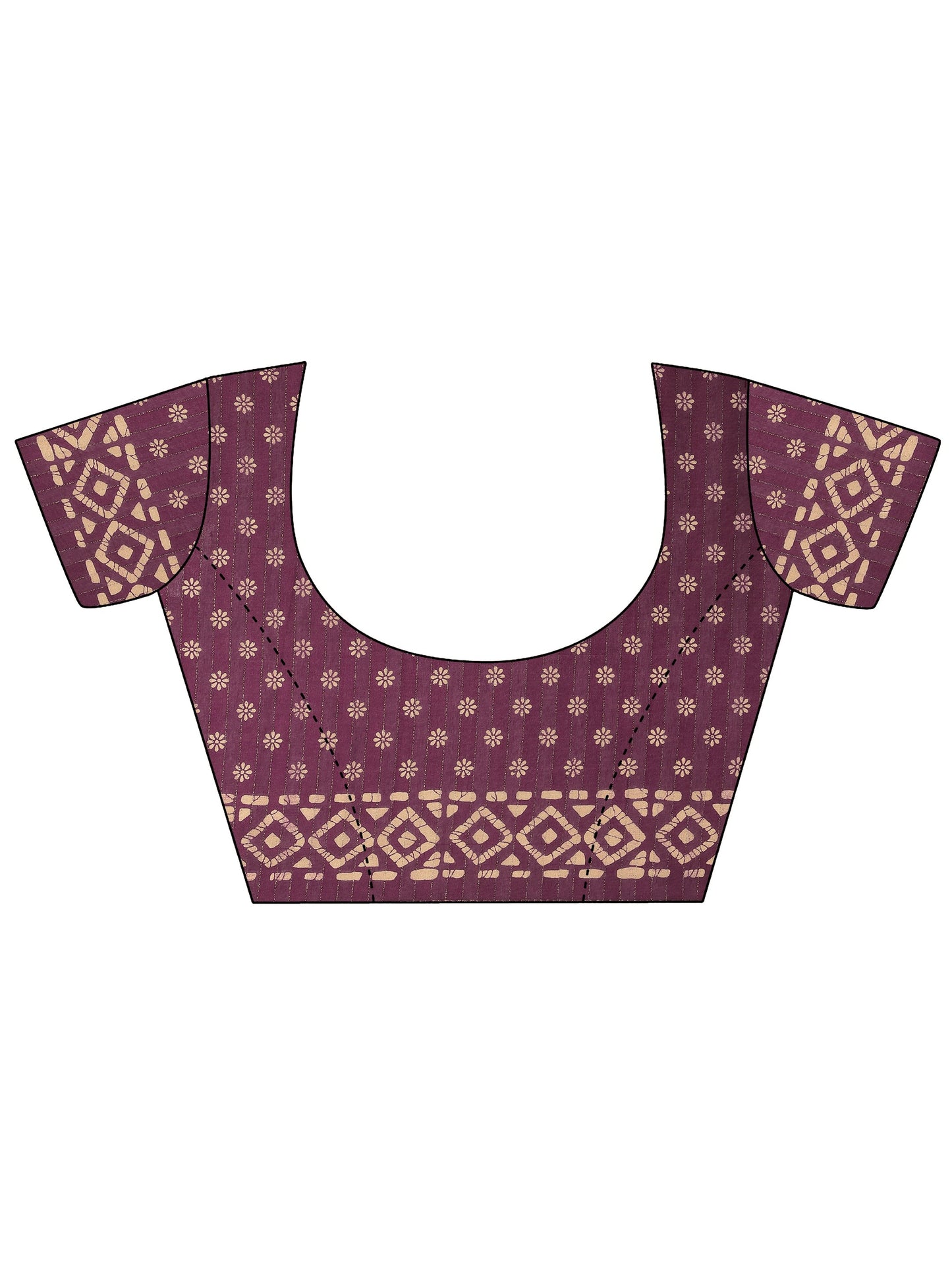 Maroon Printed Silk Blend Saree With Unstitched Blouse Piece